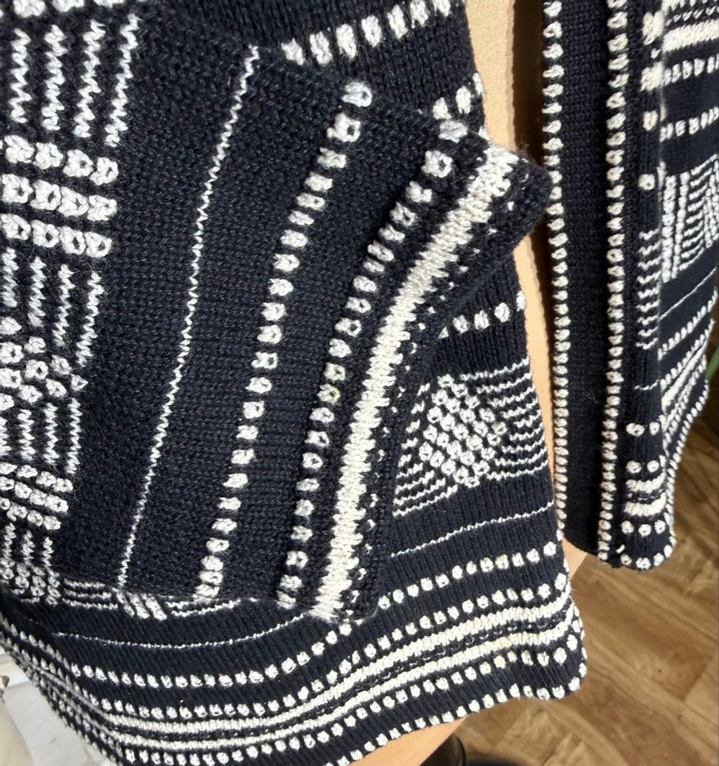 Vintage Loft boho cardigan black white diamond knit open style XL Size XL / US 12-14 / IT 48-50 - 7 Thumbnail