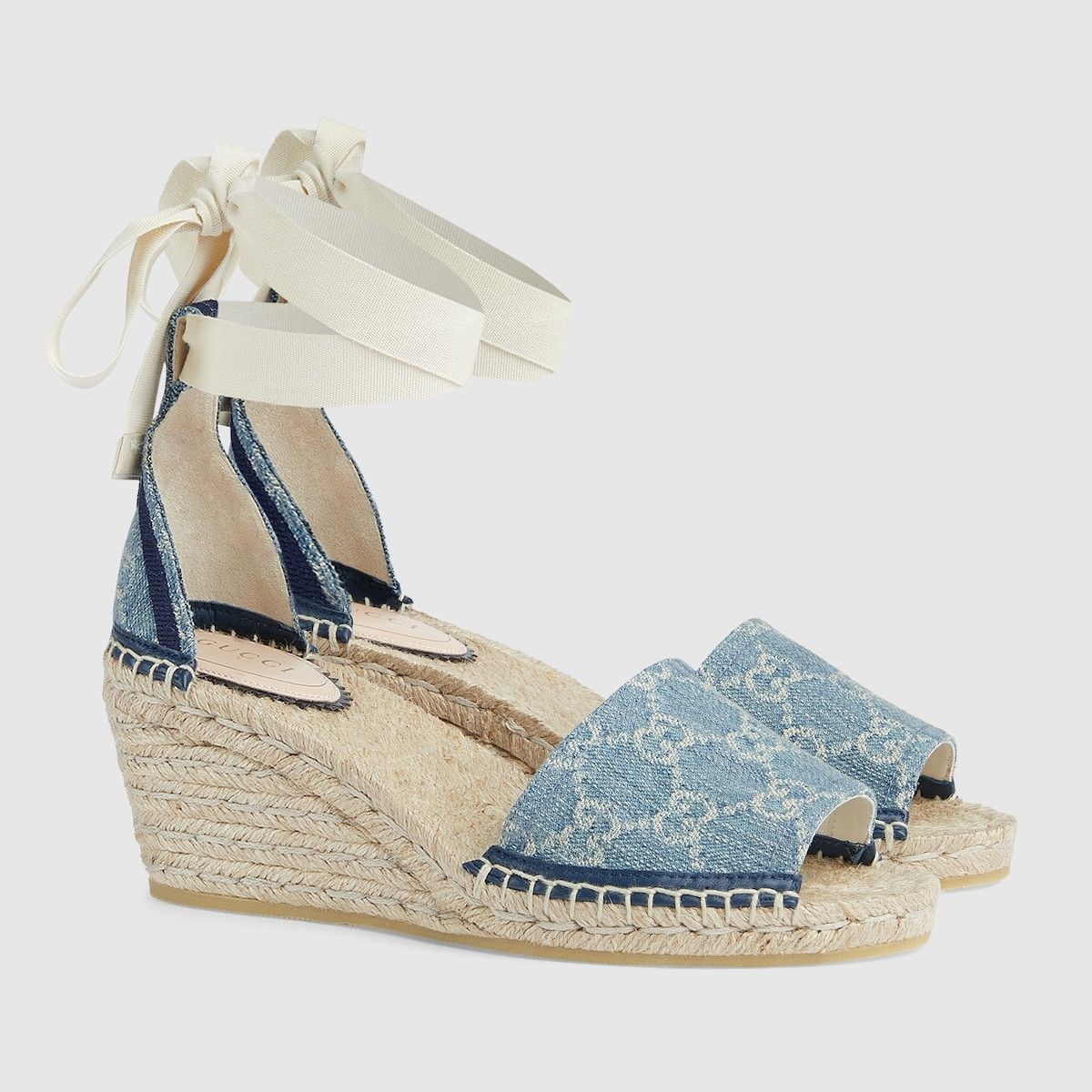 oc11z1025 GG Platform Espadrilles in Light Blue/Ivory