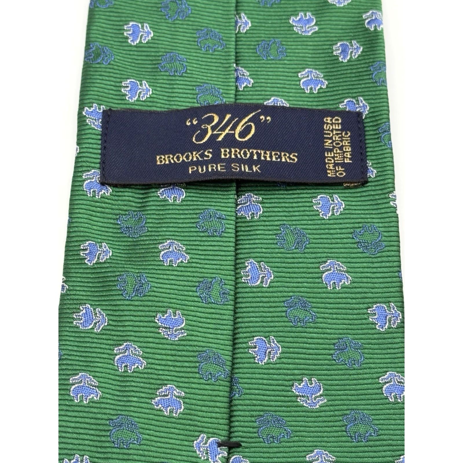 Brooks Brothers VINTAGE? Brooks Brothers Tie Mens Green Logo Silk Made USA 346 AOP Necktie, One Size, Classic Pointed, 100% Silk, Woven, Logo, USA, Tie Size ONE SIZE - 4 Thumbnail