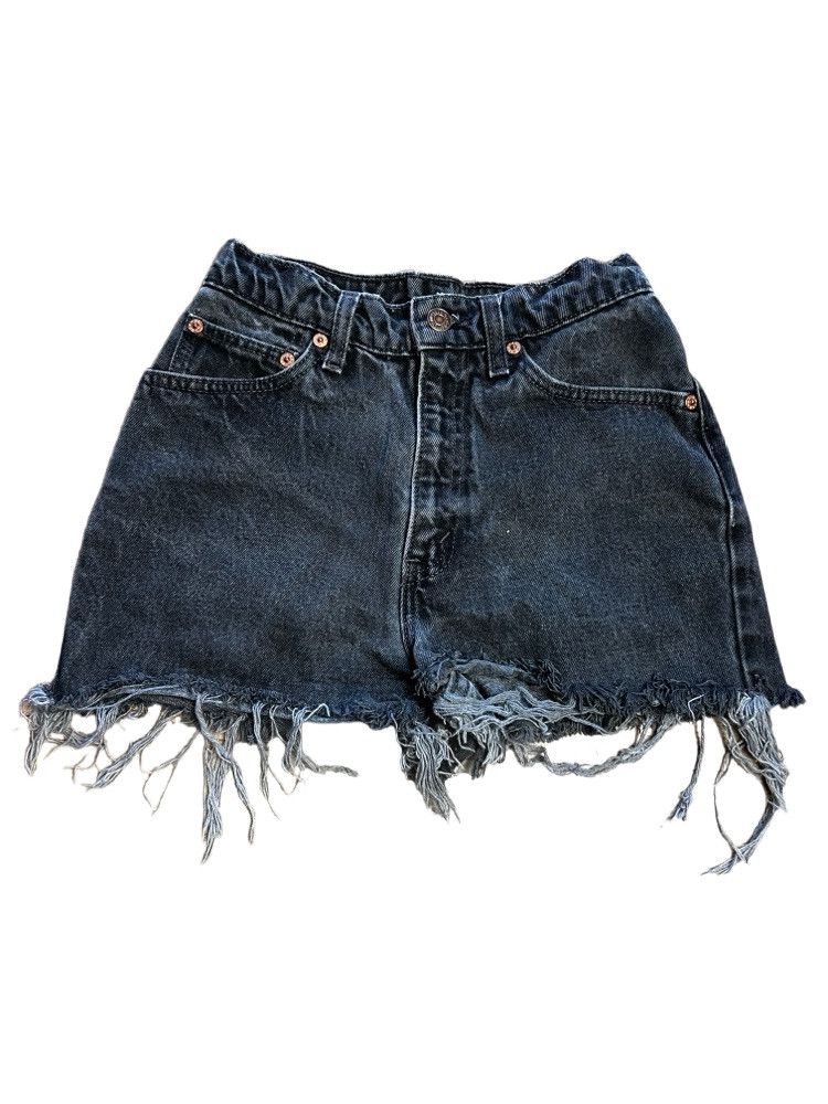 Levi's Vintage Levi's 512 Black Slim Fit Cut Off Denim Jean Shorts Size 24" / US 00 / IT 34 - 1 Thumbnail
