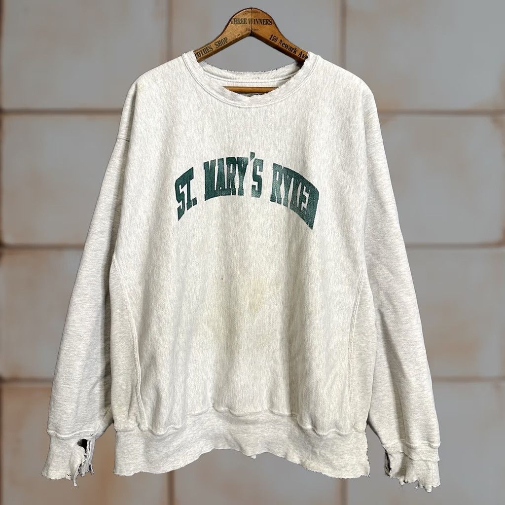Champion VINTAGE Champion Reverse Weave Sweatshirt St. Mary’s Ryken Arch 90s College XL Men Gray Cotton Crew Neck Long Sleeve Pullover Reversible Size US XL / EU 56 / 4 - 1 Thumbnail