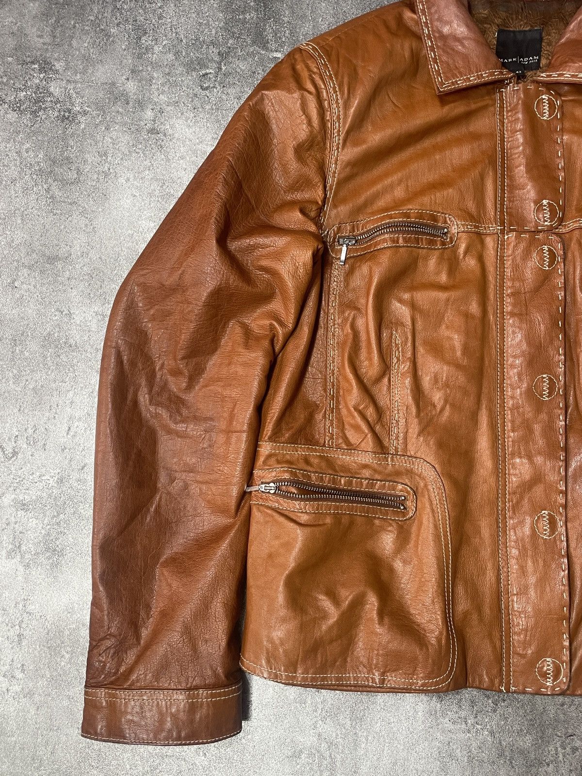 Vintage 🔥Offers🔥Vintage Y2K Real Genuine Leather Jacket Boxy Solid Size S / US 4 / IT 40 - 15 Thumbnail
