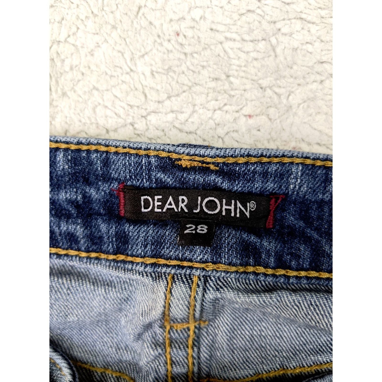 Madison Dear John Madison Girlfriend Jeans Mid Rise Blue Camo Patch Destroy Skinny 28 Womens Mens Girls Kings? Size 24" / US 00 / IT 34 - 4 Thumbnail