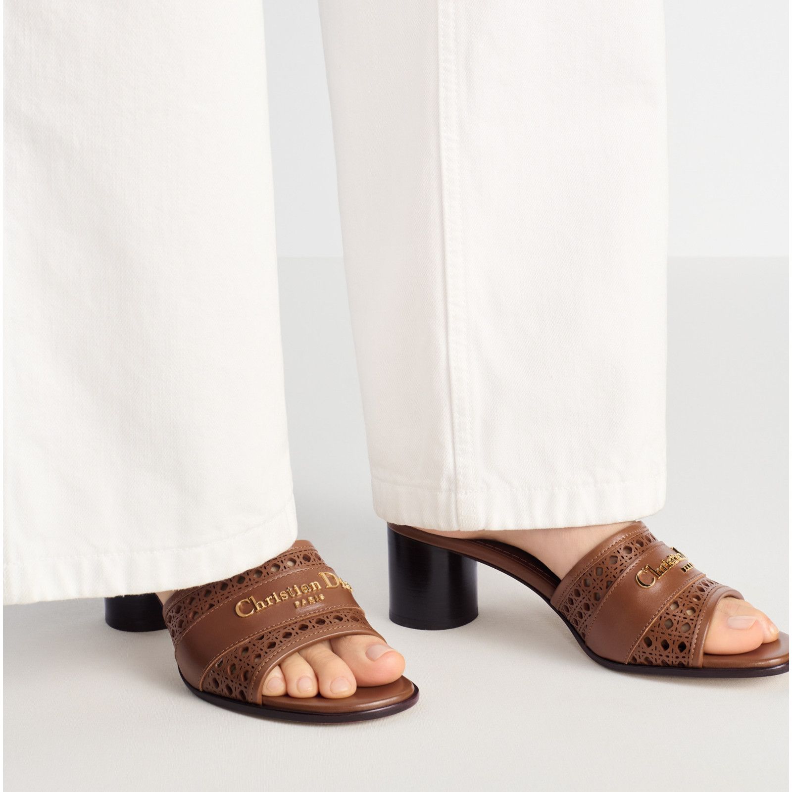 Dior Dior D-Lane Down Town Brown Leather Slide Heel Sandal 39 Size US 9 / IT 39 - 5 Thumbnail