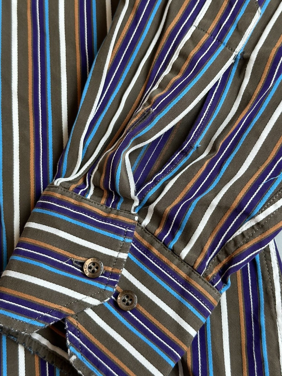 Etro Etro MultiColor Stripe Cotton Button Up Long Sleeve Shirt Size US S / EU 44-46 / 1 - 7 Thumbnail