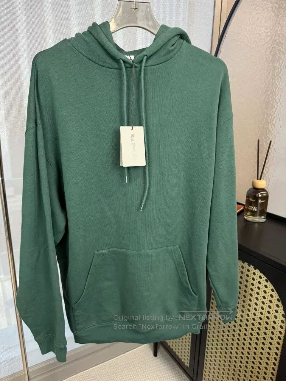Balenciaga Green Back Logo Hoodie.