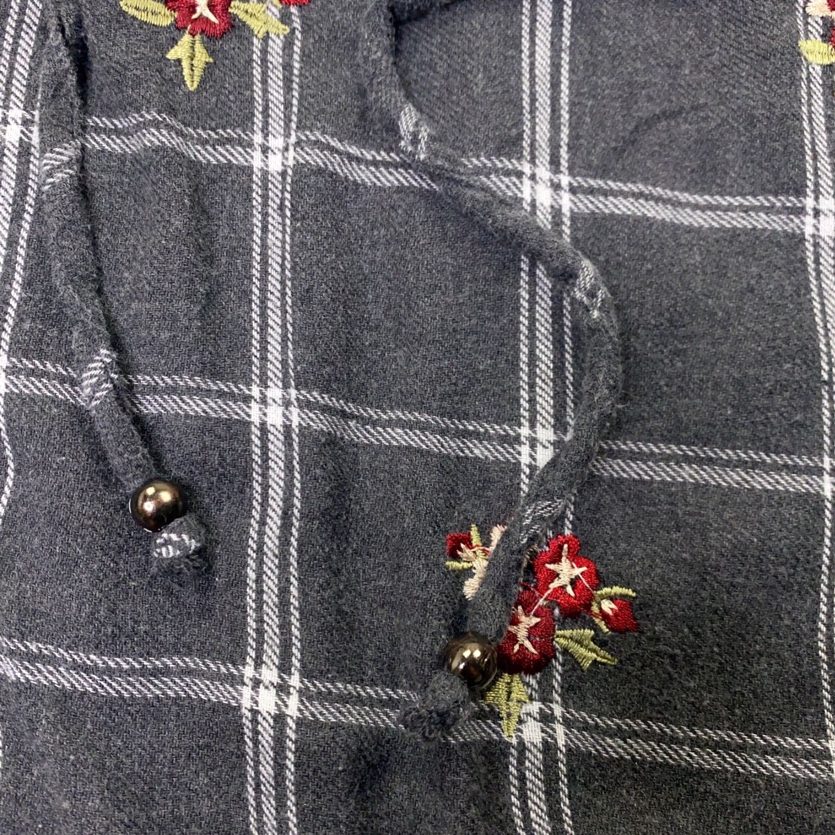 Vintage Angie Womens Shirt Small Black Plaid Flowers Hippie Boho Peasant Tunic Size S / US 4 / IT 40 - 7 Thumbnail