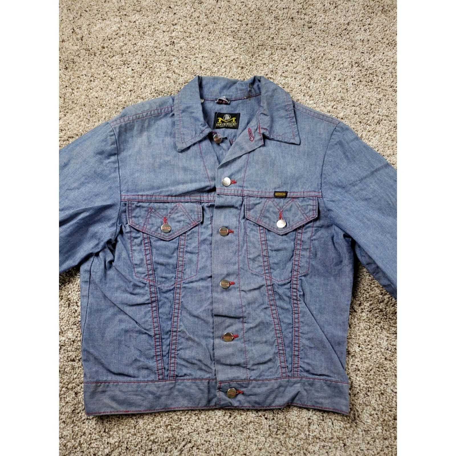 Vintage VINTAGE Blue Bell Trucker Jacket Shirt 70s Mens Chambray USA Made Size 38 Blue Bell Rockabilly 1970s Mens Size US XXS / EU 40 - 6 Thumbnail