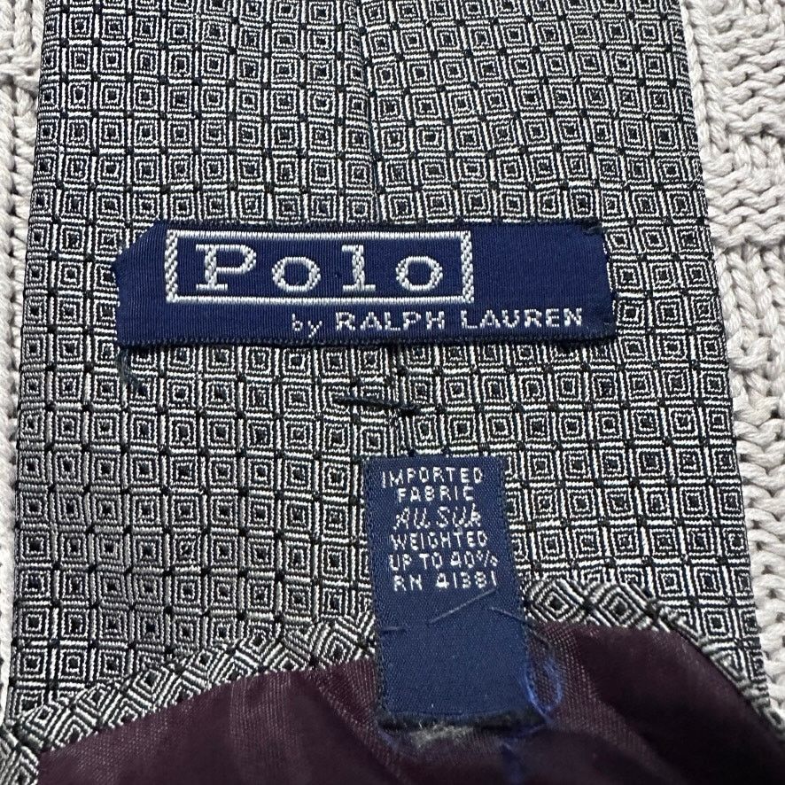 Polo Ralph Lauren Vintage Polo Ralph Lauren silver gray geometric silk tie Size ONE SIZE - 3 Thumbnail