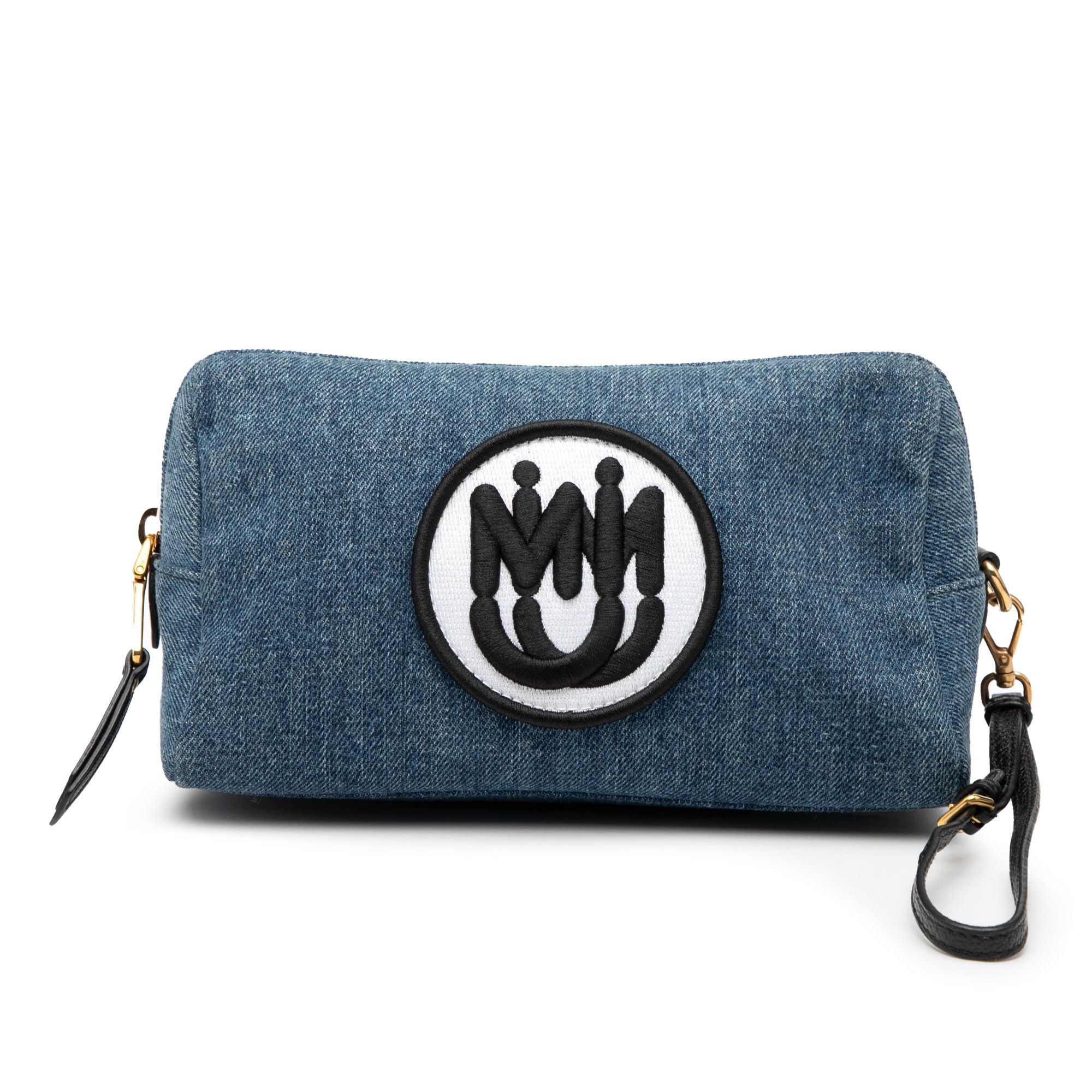 Miu Miu Miu Miu Denim Embroidered Logo Wristlet Pouch Size ONE SIZE - 1 Thumbnail