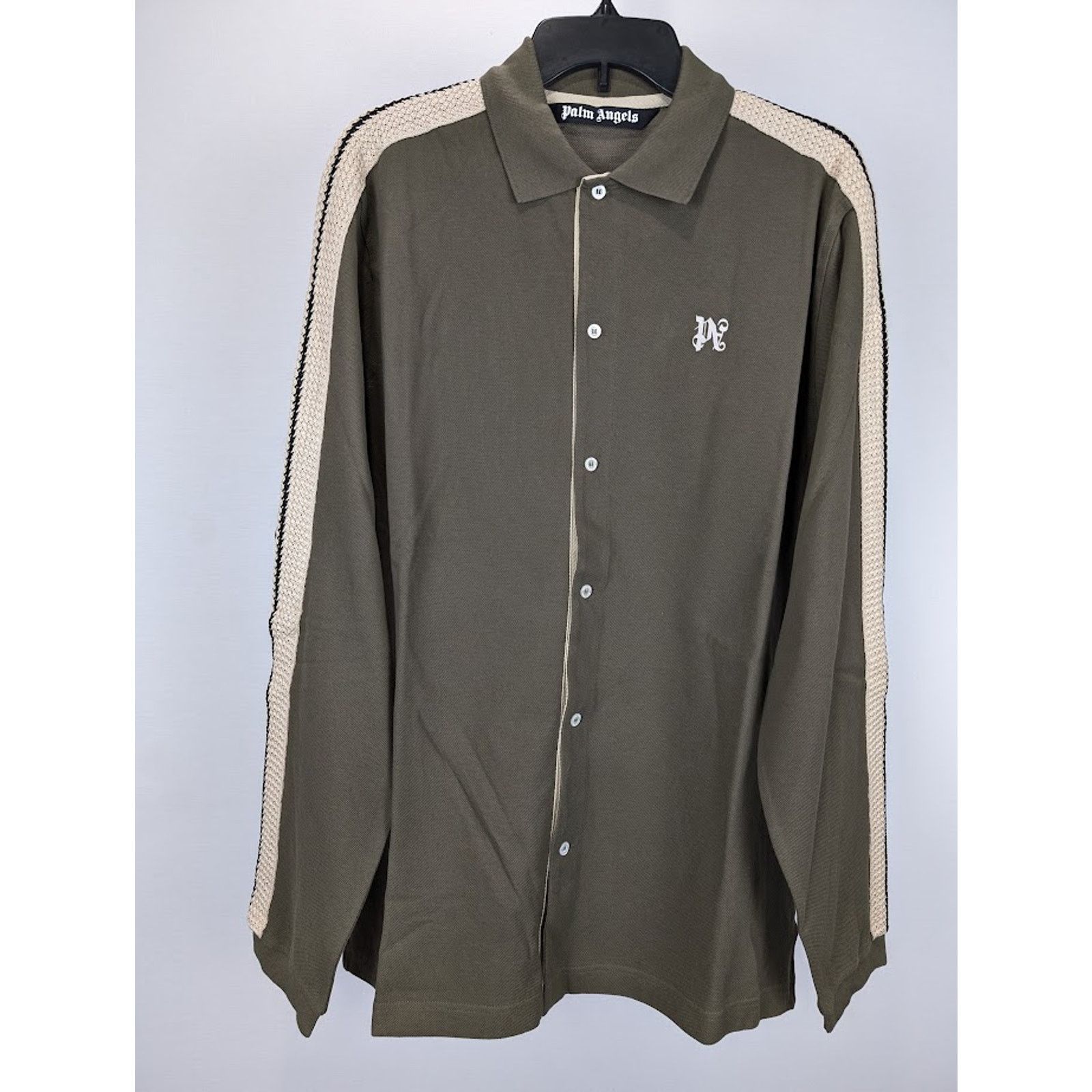 Palm Angels o1rshd1 PA Monogram Piquet Track Shirt in Brown Size US XS / EU 42 / 0 - 4 Thumbnail