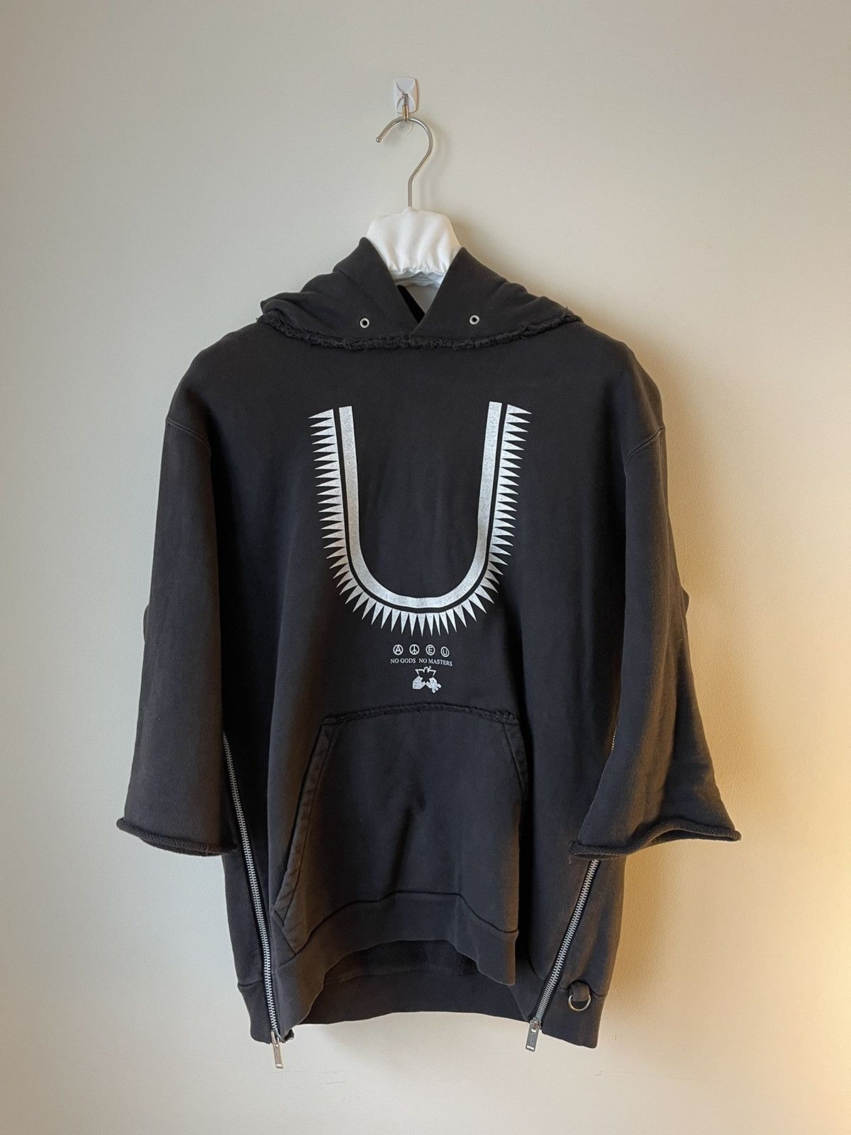 image of Jun Takahashi x Undercover Ss2003 Undercover 'scab' 3/4 Zip Hoodie in Black, Men's (Size Medium)