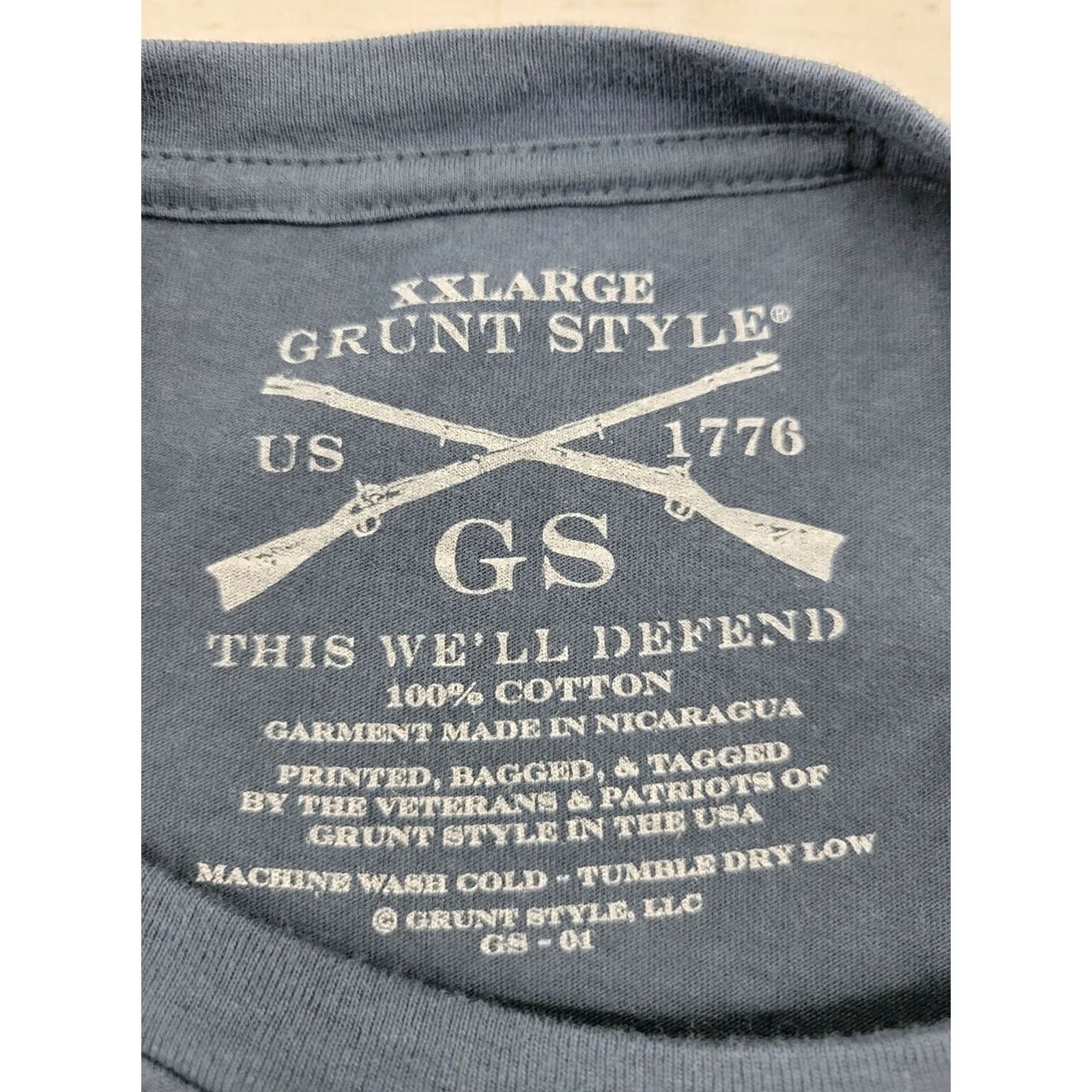 Vintage Grunt Style T-Shirt 2XL Liberty Throughout All The Land Blue Mens Short Sleeve Size US XXL / EU 58 / 5 - 8 Thumbnail