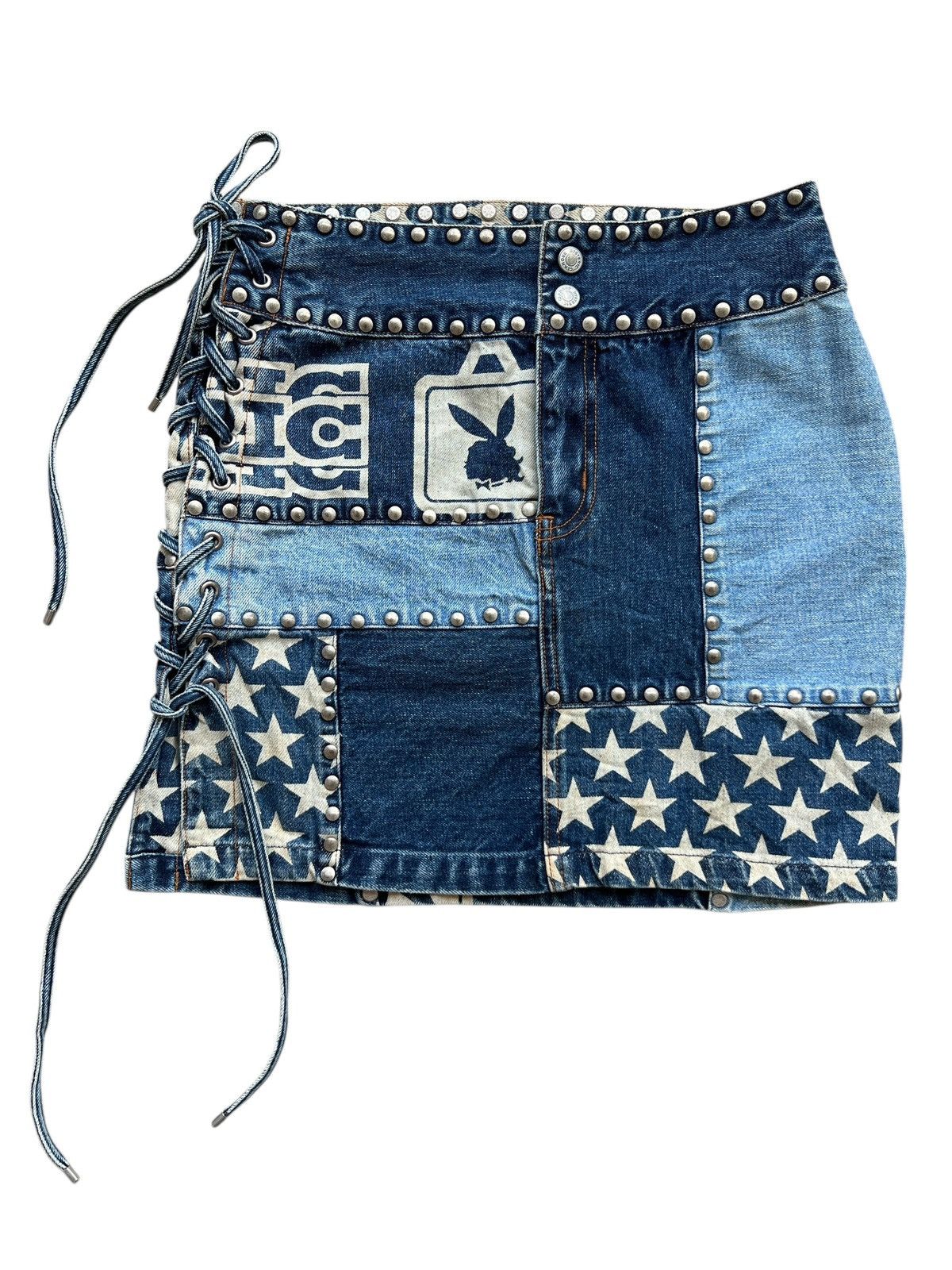 Hysteric Glamour Vintage 90s Hysteric Glamour Studded Denim Mini Skirt Size 28" / US 6 / IT 42 - 2 Thumbnail
