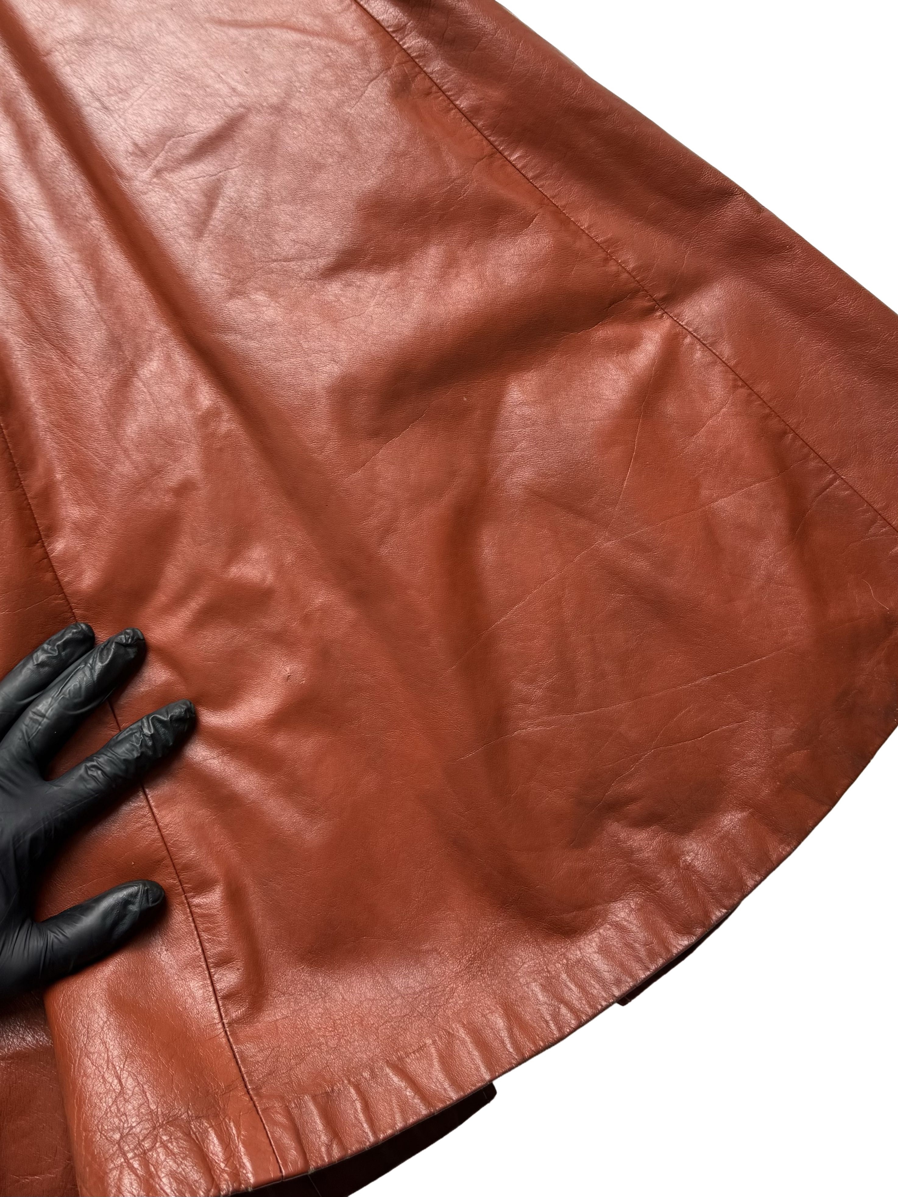 Vintage Vintage Real Leather Coat Real Fur Collar Belted Long Size L / US 10 / IT 46 - 13 Thumbnail
