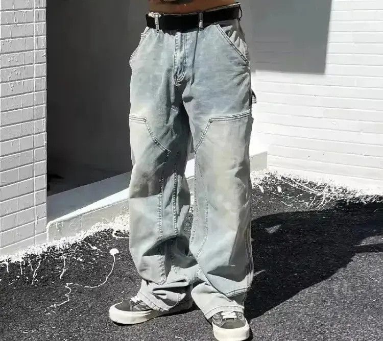 Japanese Brand Blue Wide Leg Denim Jeans, Oversized Jeans Size US 32 / EU 48 - 1 Thumbnail