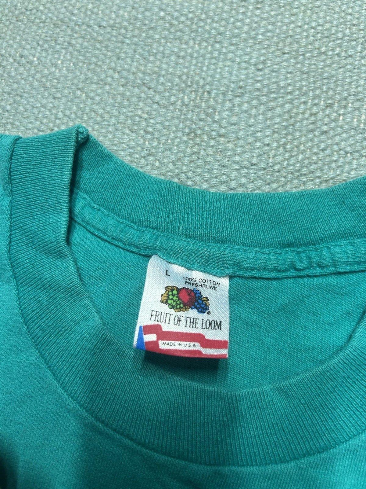 Vintage VTG 90s blank t shirt fruit of loom teal turquoise cotton L Size US L / EU 52-54 / 3 - 6 Thumbnail