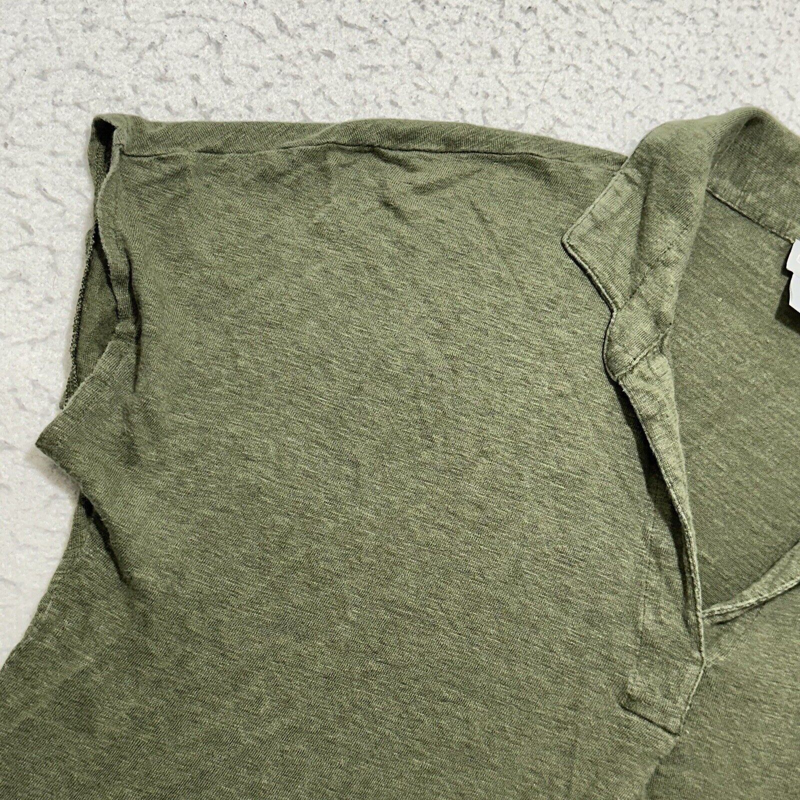 Chicos Chico's 1 Medium Olive Green Pure Linen Collared Polo Shirt Size M / US 6-8 / IT 42-44 - 6 Thumbnail