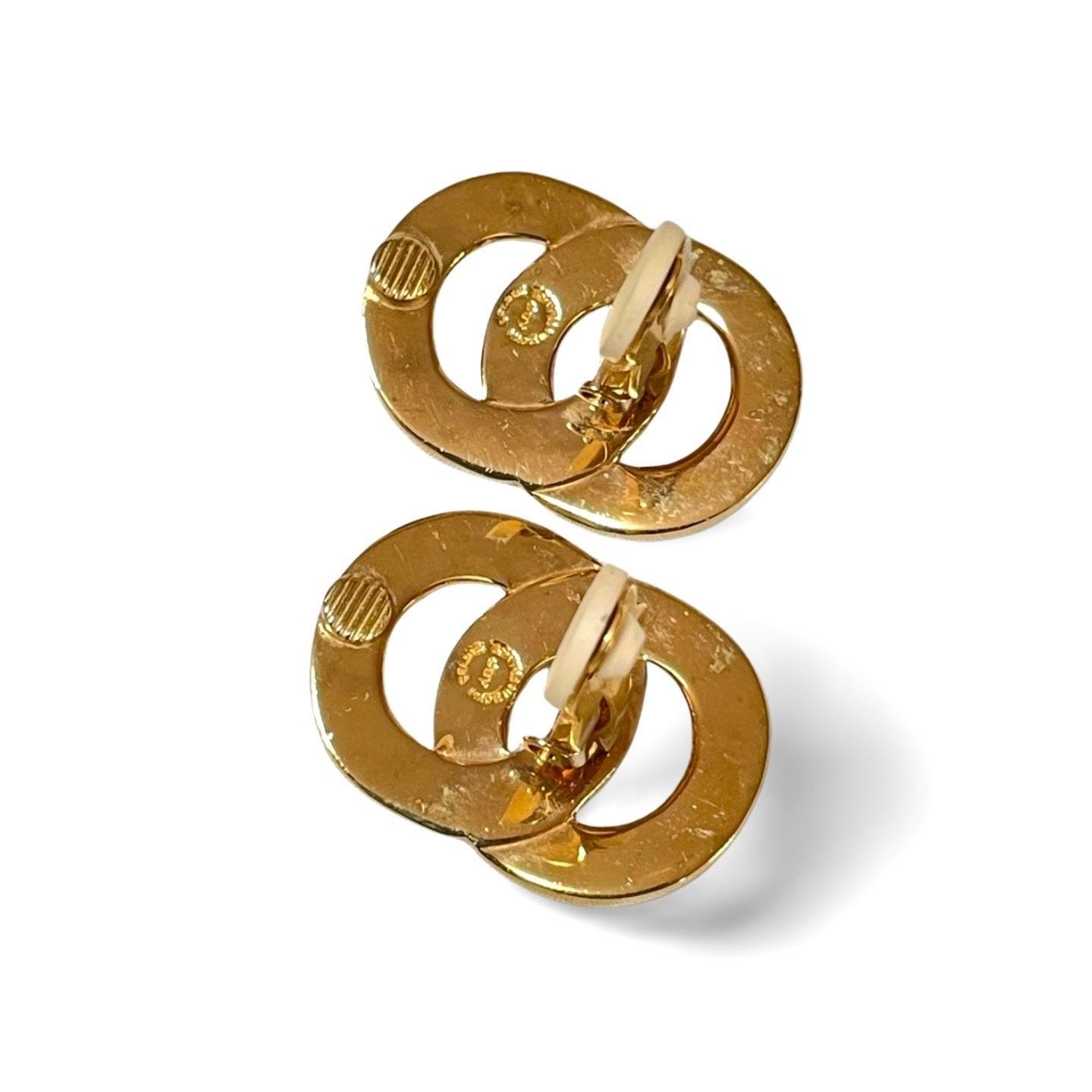Celine Vintage Celine Gold tone double round motif earrings Size ONE SIZE - 3 Thumbnail