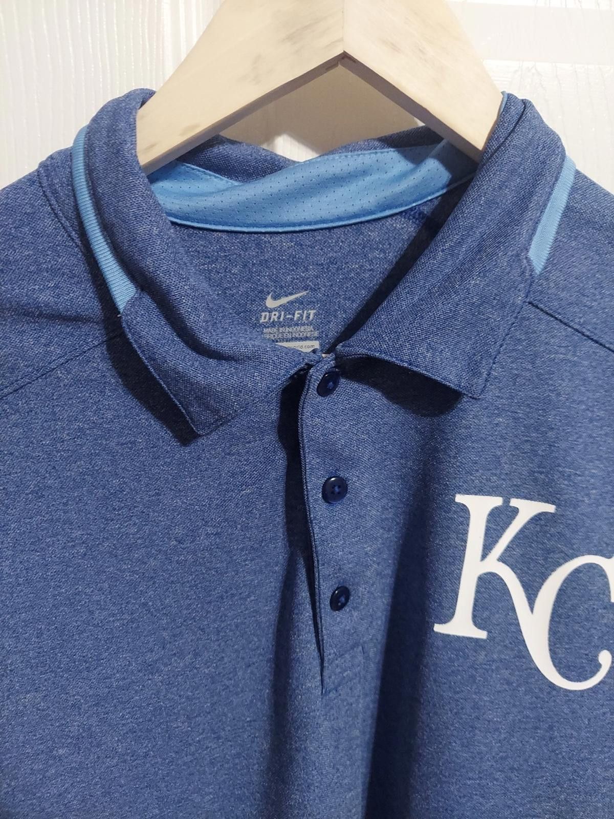 Nike KANSAS CITY ROYALS POLO L Dri Fit Cool Base Blue Size ONE SIZE - 3 Thumbnail