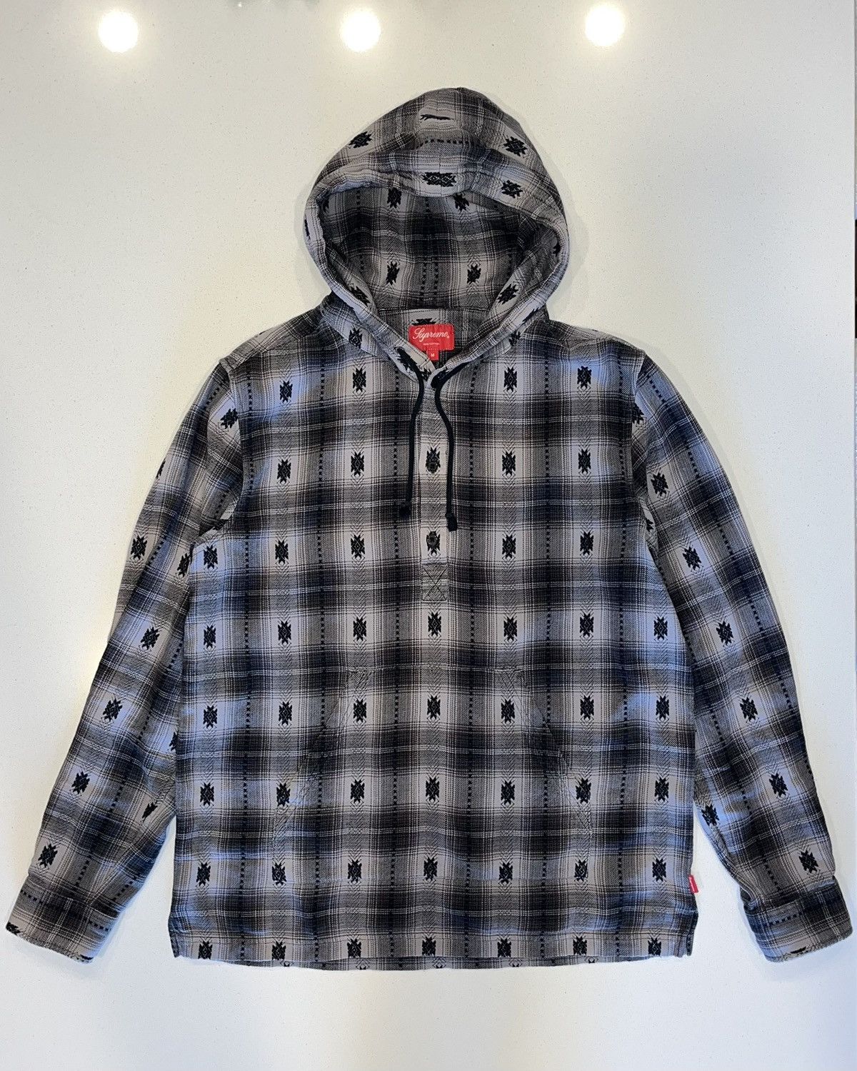 Supreme Supreme Shadow Plaid Hooded Flannel Shirt Grey Black FW2014 Grailed