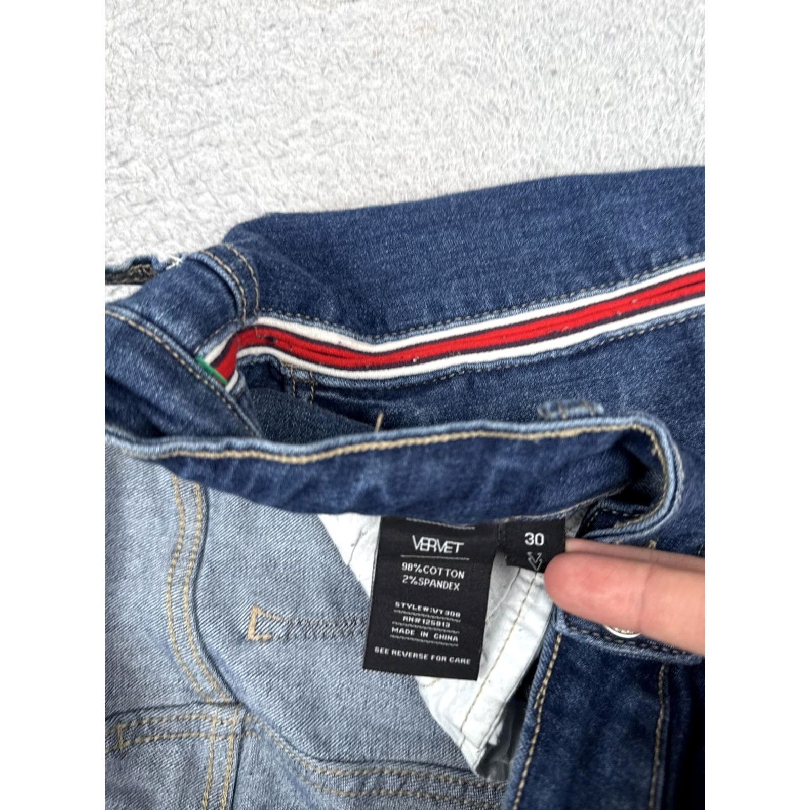 Vintage Vervet Jeans Womens 30 Blue Med Wash Skinny 5-Pocket Crop Striped High Rise Distressed Zipper Button Size 30" / US 8 / IT 44 - 7 Thumbnail