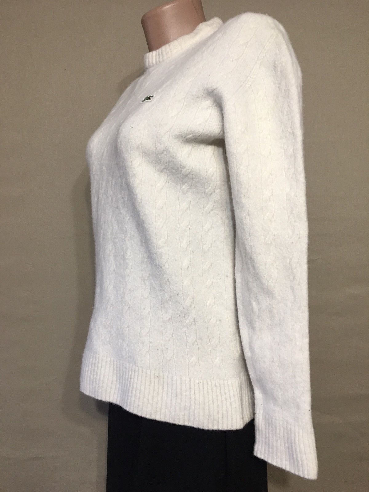 Lacoste Lacoste White Wool Knit Pullover Sweater Size L Size L / US 10 / IT 46 - 2 Thumbnail