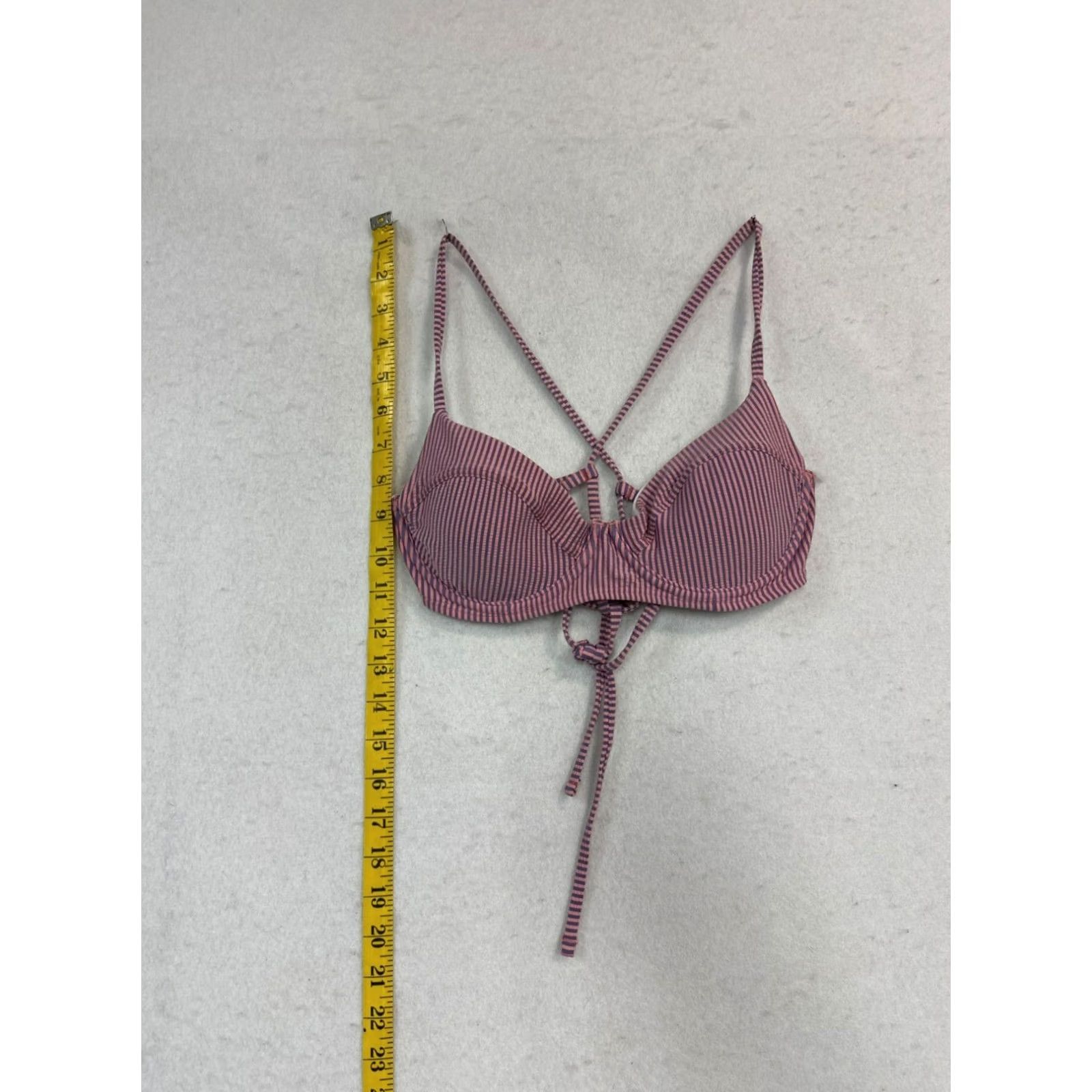 Vintage Salt Life Women's Bikini Top Pink/Purple - Medium, Regular Size Top, Salt Life, Women, Bikini Top, Pink/Purple Pinstripes Size M / US 6-8 / IT 42-44 - 3 Thumbnail