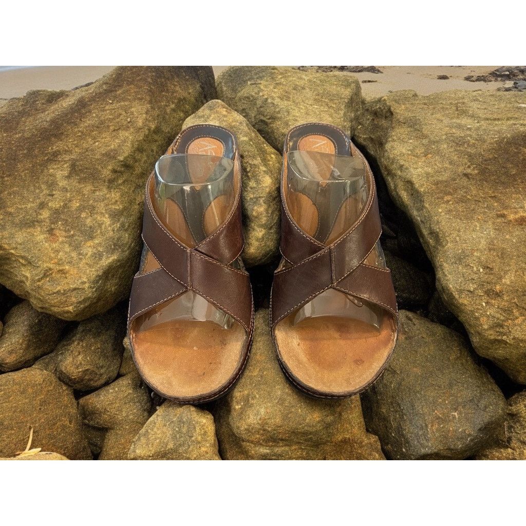 Clarks Clarks Artisan Coll. Sandals Brown Leather Heels Sz 6.5 M Size US 6.5 / IT 36.5 - 2 Thumbnail