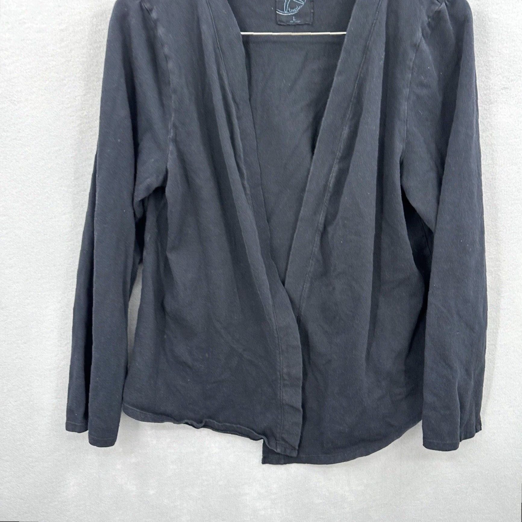 Vintage VINTAGE Fresh Produce Women's Cardigan Sweater Fall Spring Summer Winter L Black Jersey Knit Open Front Casual Travel USA Size L / US 10 / IT 46 - 3 Thumbnail