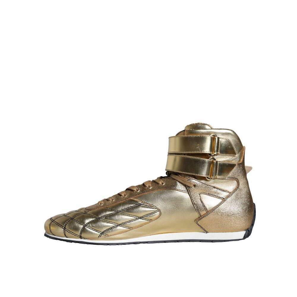 Dolce & Gabbana Dolce & Gabbana Gold Leather Sartoria High Top Sneakers Shoe Size US 11 / EU 44 - 6 Thumbnail