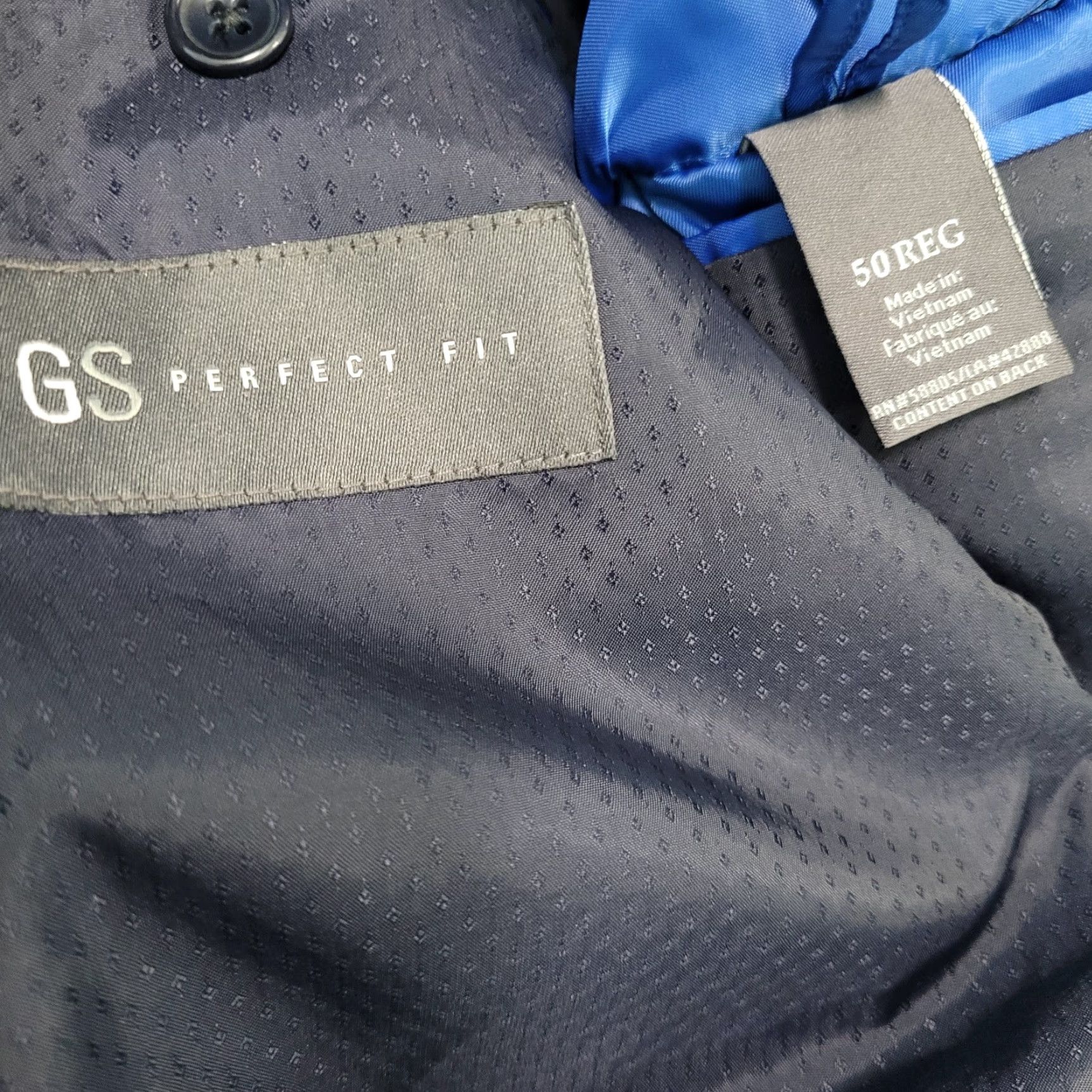 Vintage GS Perfect Fit Navy Stretch 2 Button Notch Blazer Sport Coat 50R Men Jacket Blazer Size 50R - 3 Thumbnail
