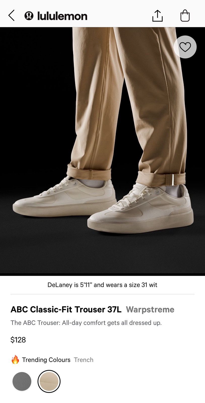 Lululemon Lululemon 32x37 ABC Khaki Pants Size US 33 - 4 Thumbnail