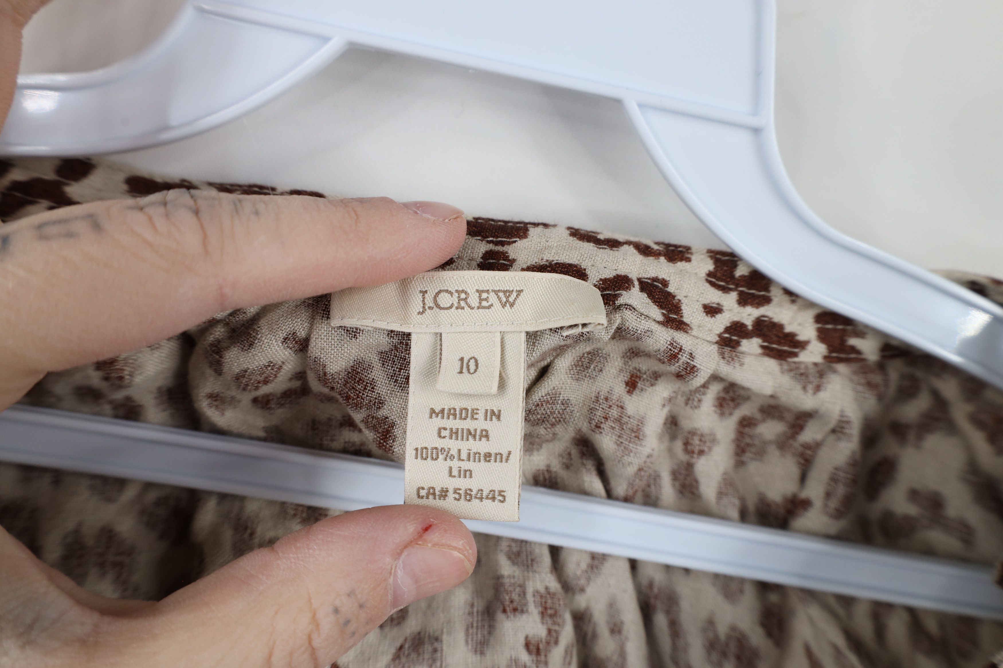 J.Crew × Vintage J Crew Leopard Print Linen Long Sleeve Blouse Shirt Top Size L / US 10 / IT 46 - 6 Thumbnail