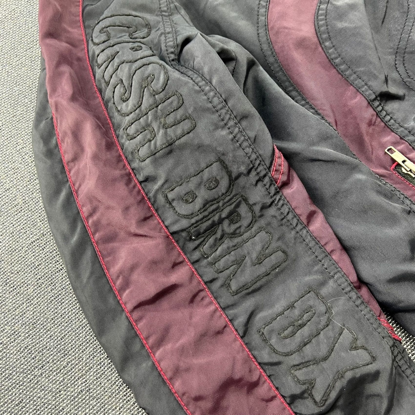 Diesel Diesel Motorcycle Bomber Jacket XL Black Red Maroon racing Nylon Mens Size US XL / EU 56 / 4 - 5 Thumbnail