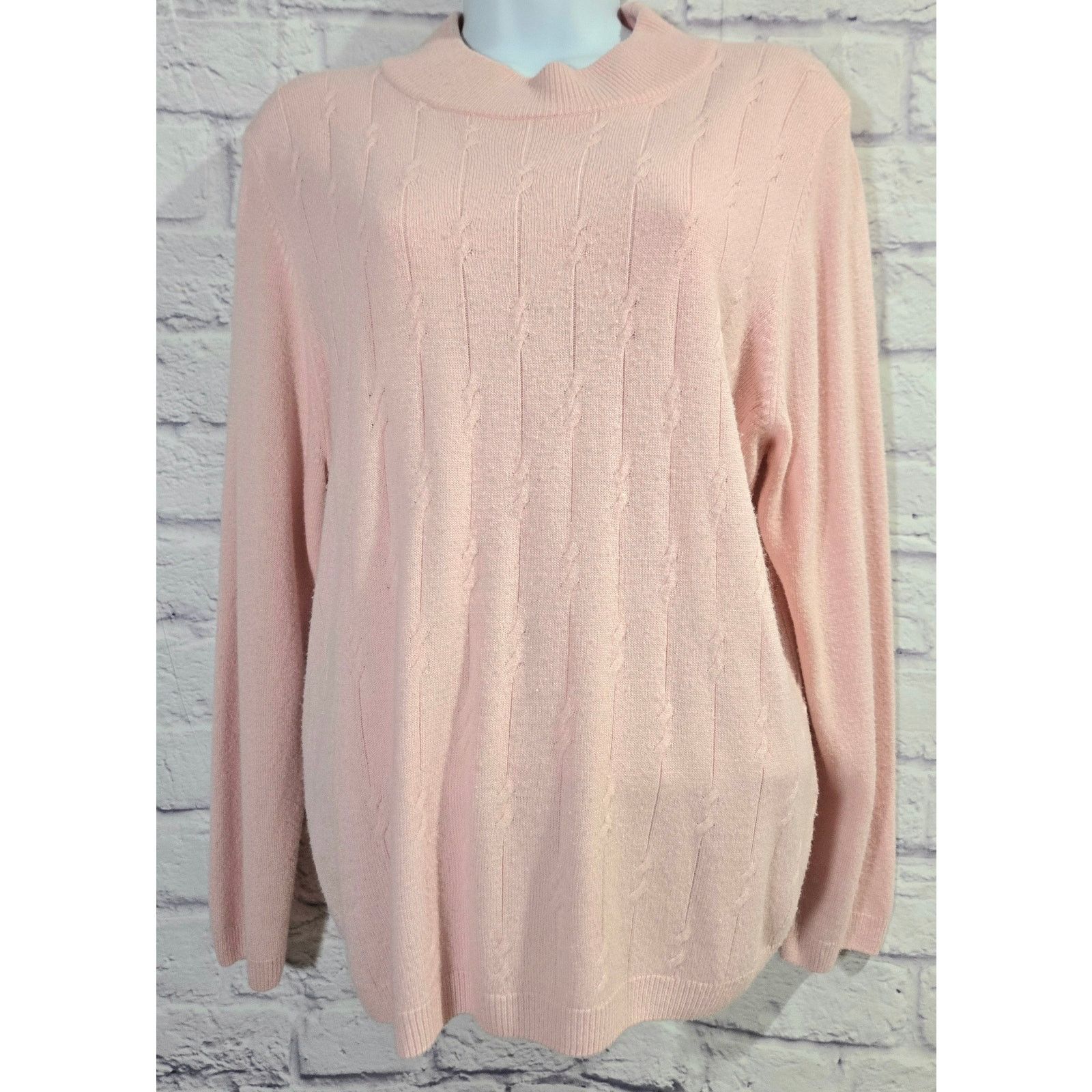 Other Pink Cable Knit Long Sleeve Lightweight Sweater Top Large Size L / US 10 / IT 46 - 1 Thumbnail