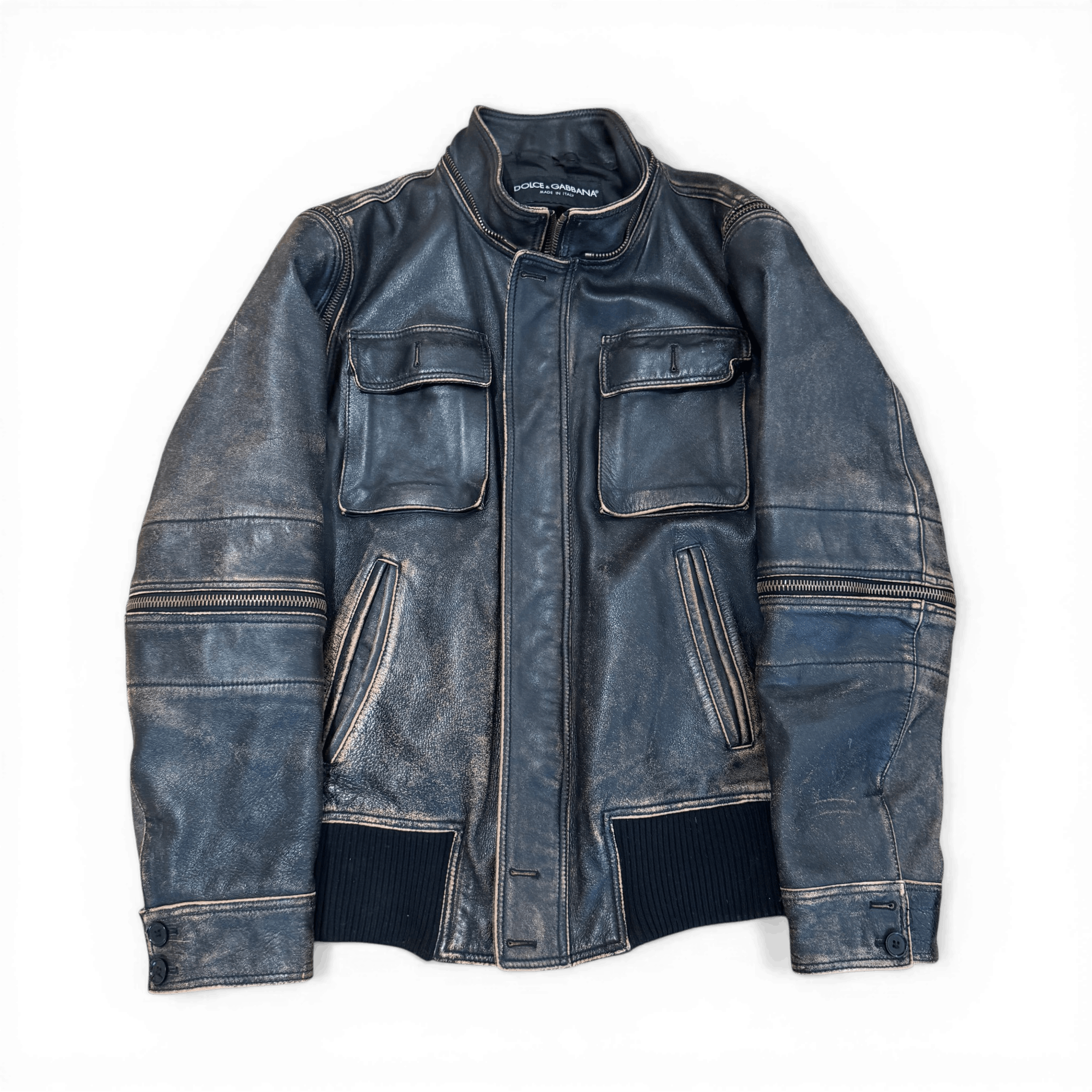 Dolce & Gabbana AW03 Distressed Multi Zip Leather Jacket Size US M / EU 48-50 / 2 - 1 Thumbnail