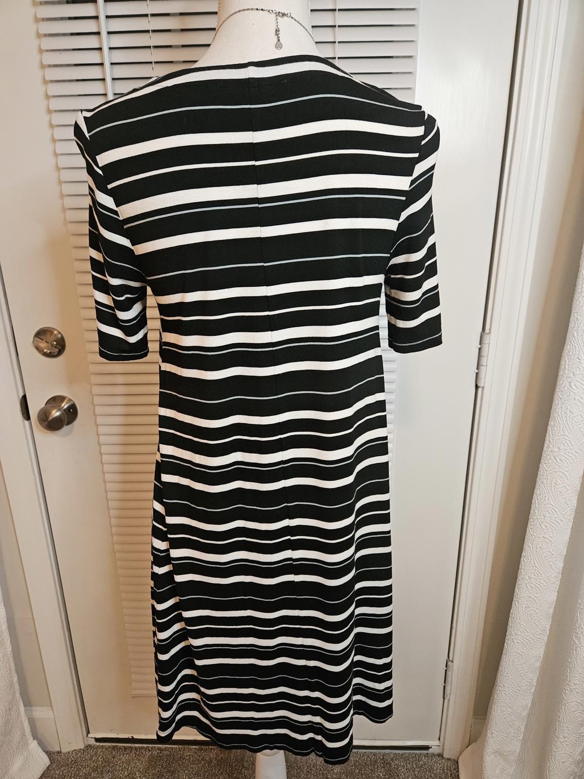 Designer Loft Striped Dress - Black & White with Gray Pinstripe #H42 Size S / US 4 / IT 40 - 3 Thumbnail