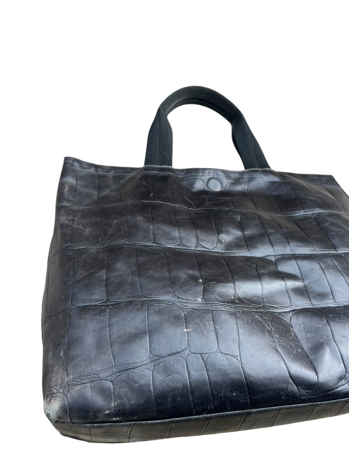 Leather Vintage PLINIO Visona Scratches Patina Croc Leather Tote Bag Size ONE SIZE - 7 Thumbnail