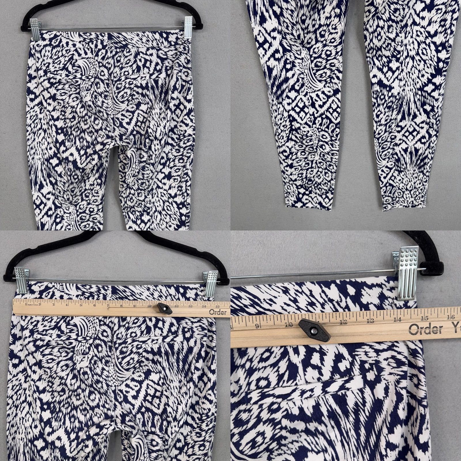 Lilly Pulitzer Lilly Pulitzer Pants Womens 0 Blue Peacock Print Ankle Skinny Stretch Size 25" / US 0 / IT 36 - 8 Thumbnail