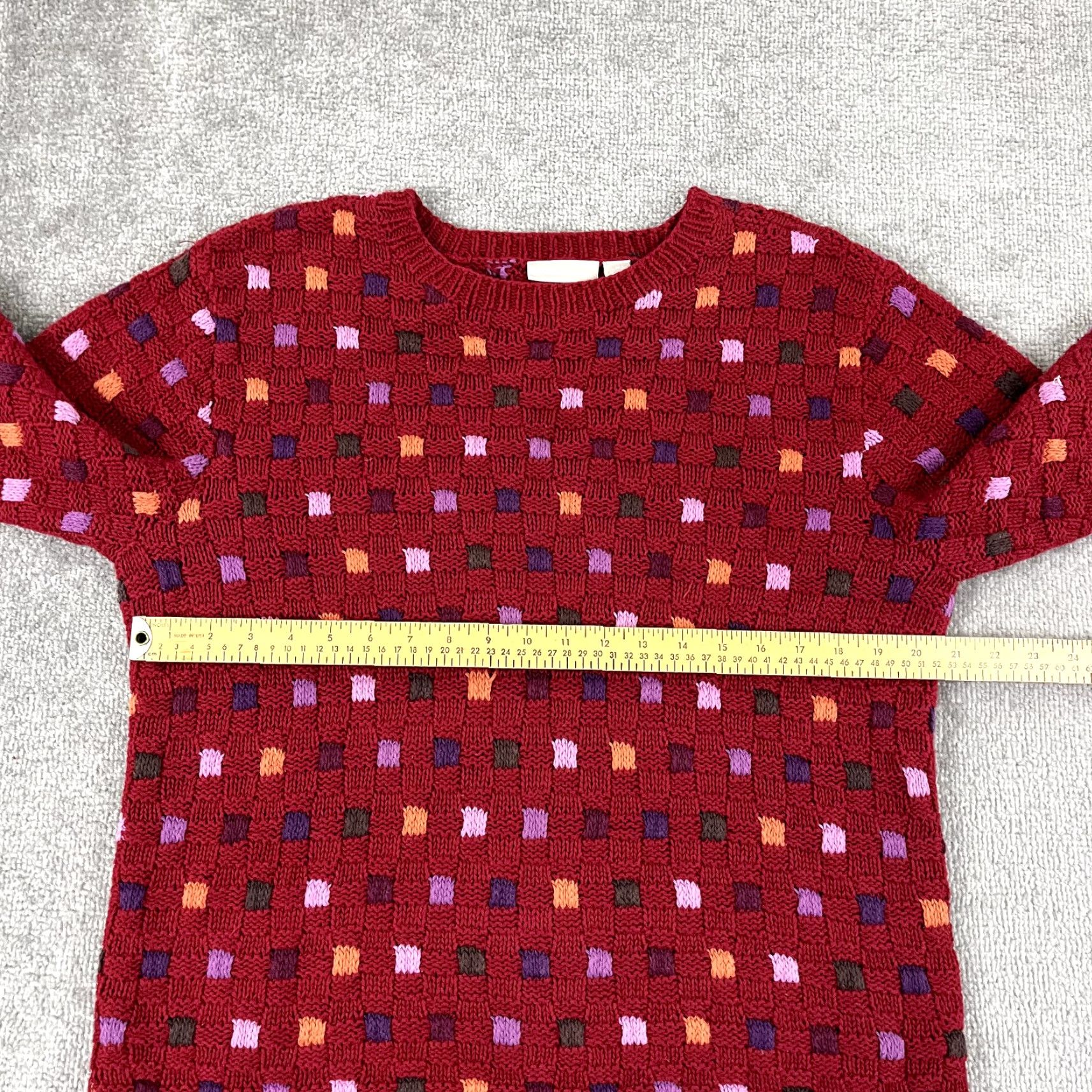 Nordstrom VINTAGE Nordstrom Sweater Mens M Red Patchwork Square Knit Jumper 90s Size US M / EU 48-50 / 2 - 4 Thumbnail