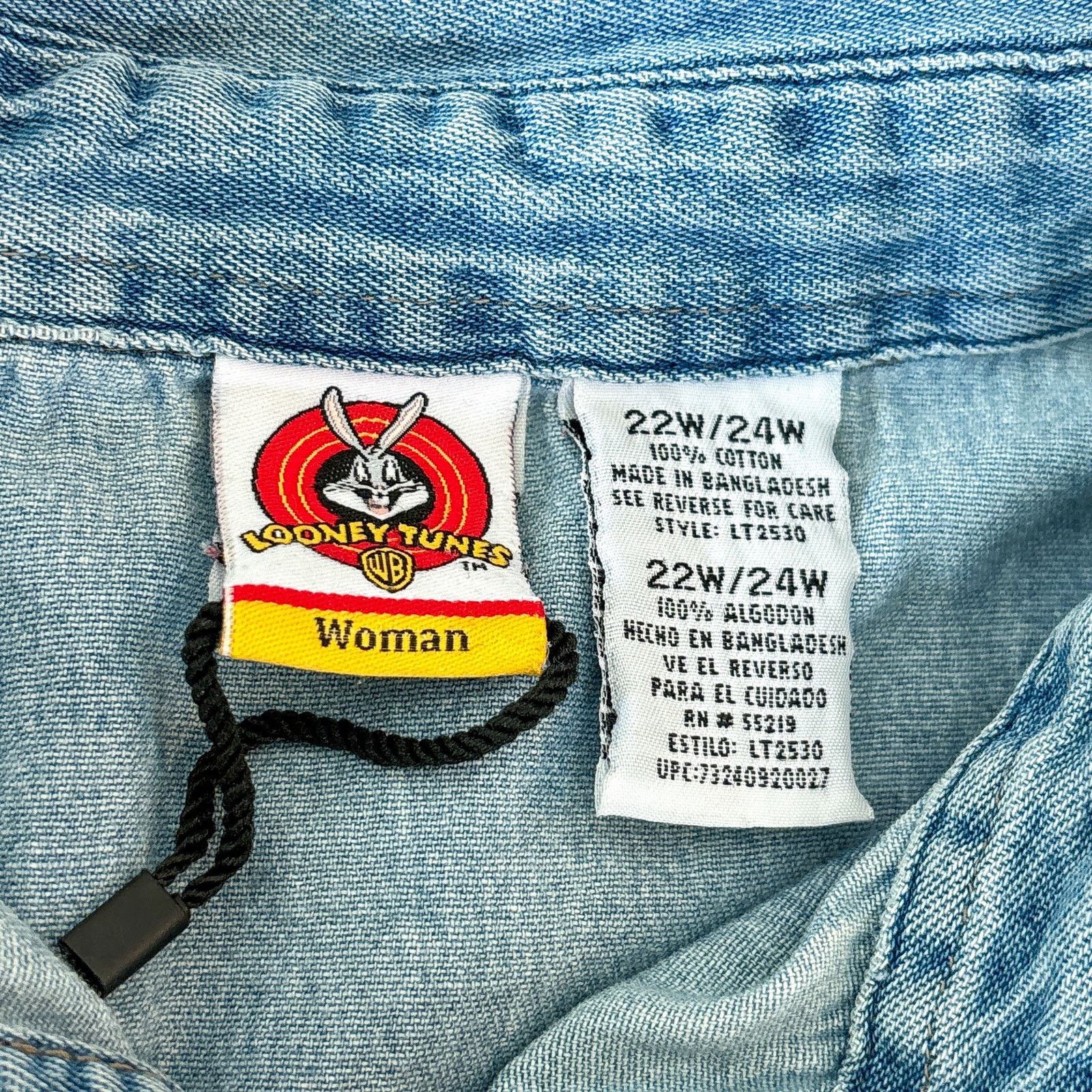 Vintage Vtg Looney Tunes Tweety Bird Flowers Denim Sleeveless Shirt Size 3XL / US 20-22 - 6 Thumbnail