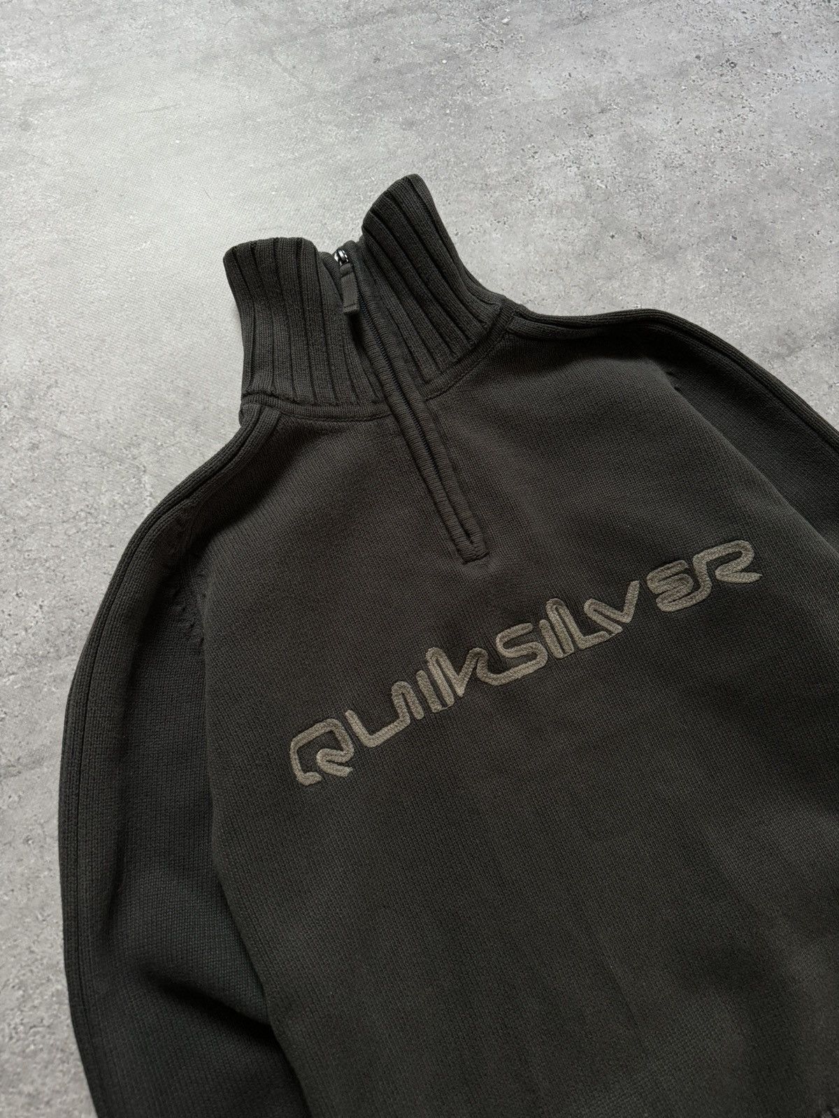 Quiksilver × Vintage Vintage Y2K Quiksilver Boarding 1/4 Zip Ribbed Sweater Size US S / EU 44-46 / 1 - 5 Thumbnail
