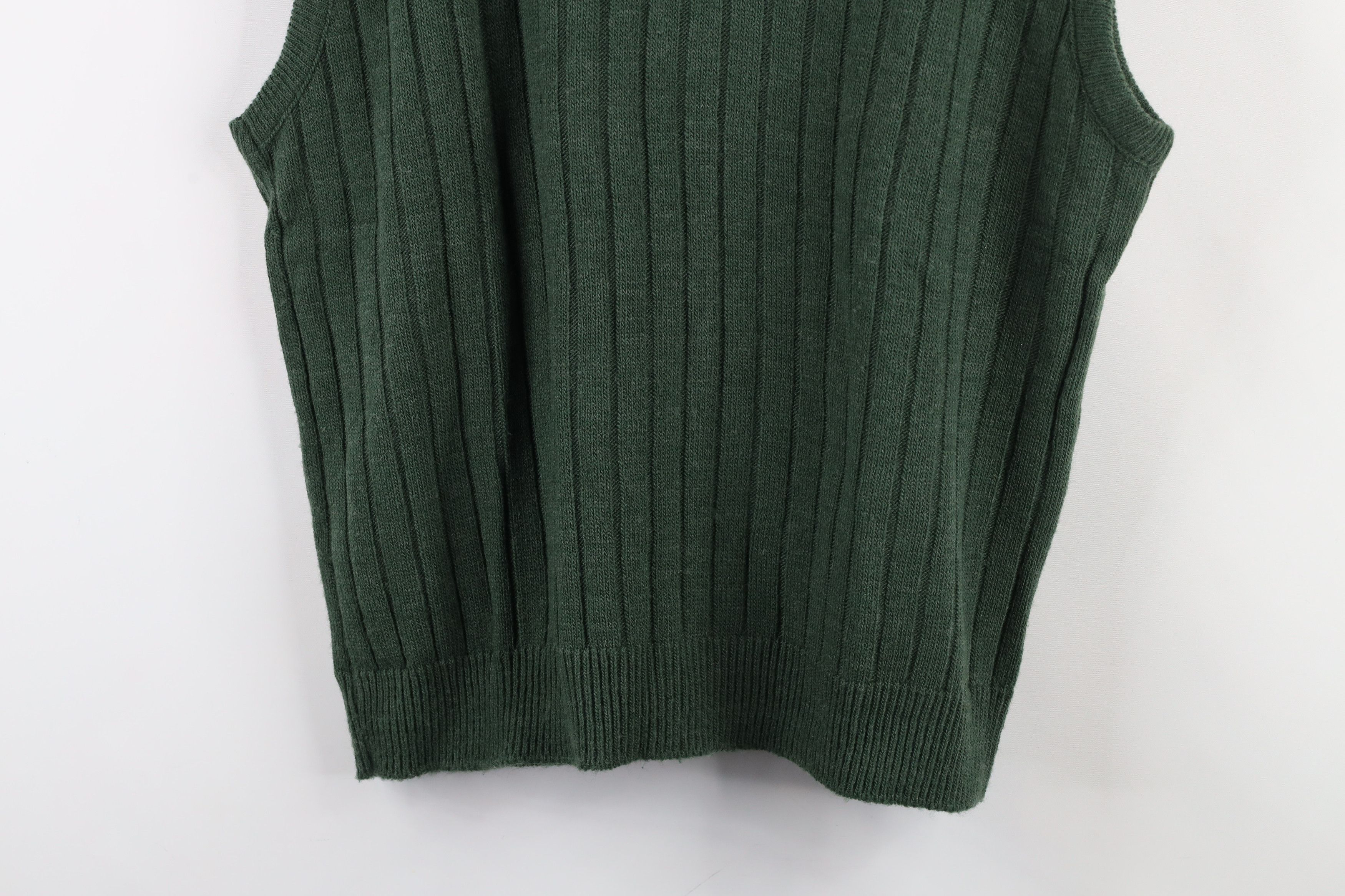 Vintage Vintage 90s Streetwear Ribbed Knit Sweater Vest Green USA Size US XL / EU 56 / 4 - 3 Thumbnail
