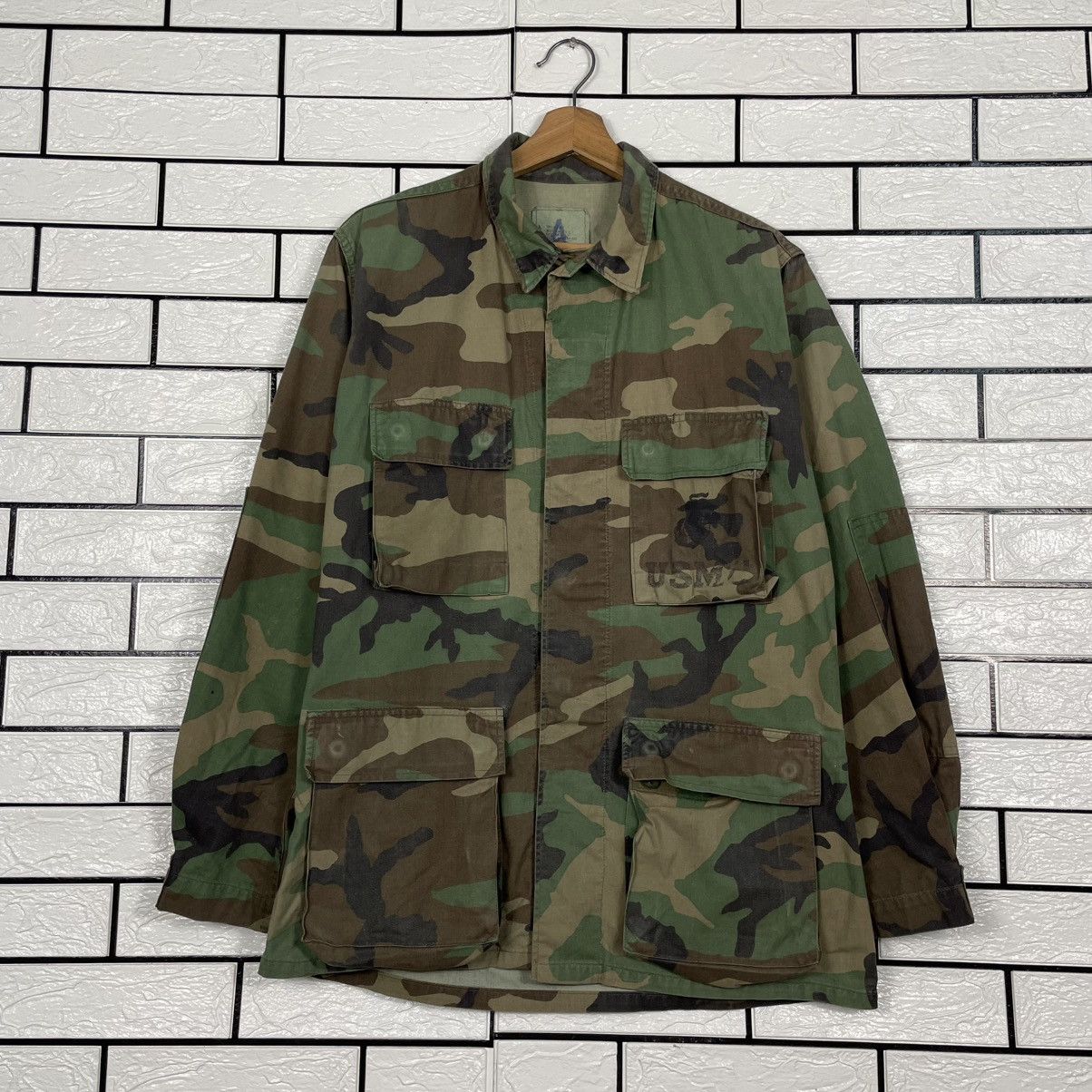 Vintage Vintage 80s USMC BDU Woodland Camo Combat Jacket Size US S / EU 44-46 / 1 - 1 Thumbnail