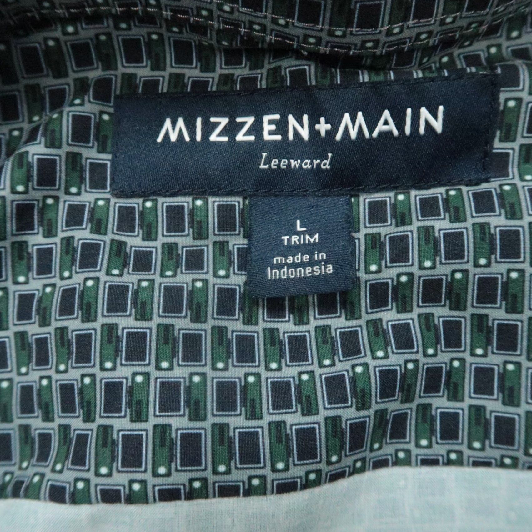 Mizzen+Main Mizzen+Main Shirt Mens Large Blue Geometric Long Sleeve Button Up Size US L / EU 52-54 / 3 - 3 Thumbnail