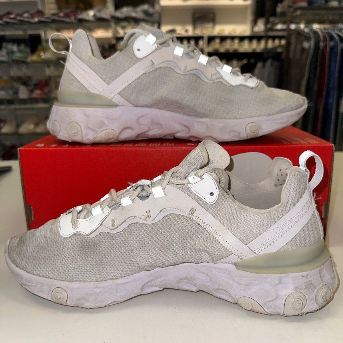 Nike Size 10.5 - Nike React Element 55 Pure Platinum BQ6167-101 Size US 10.5 / EU 43-44 - 2 Thumbnail