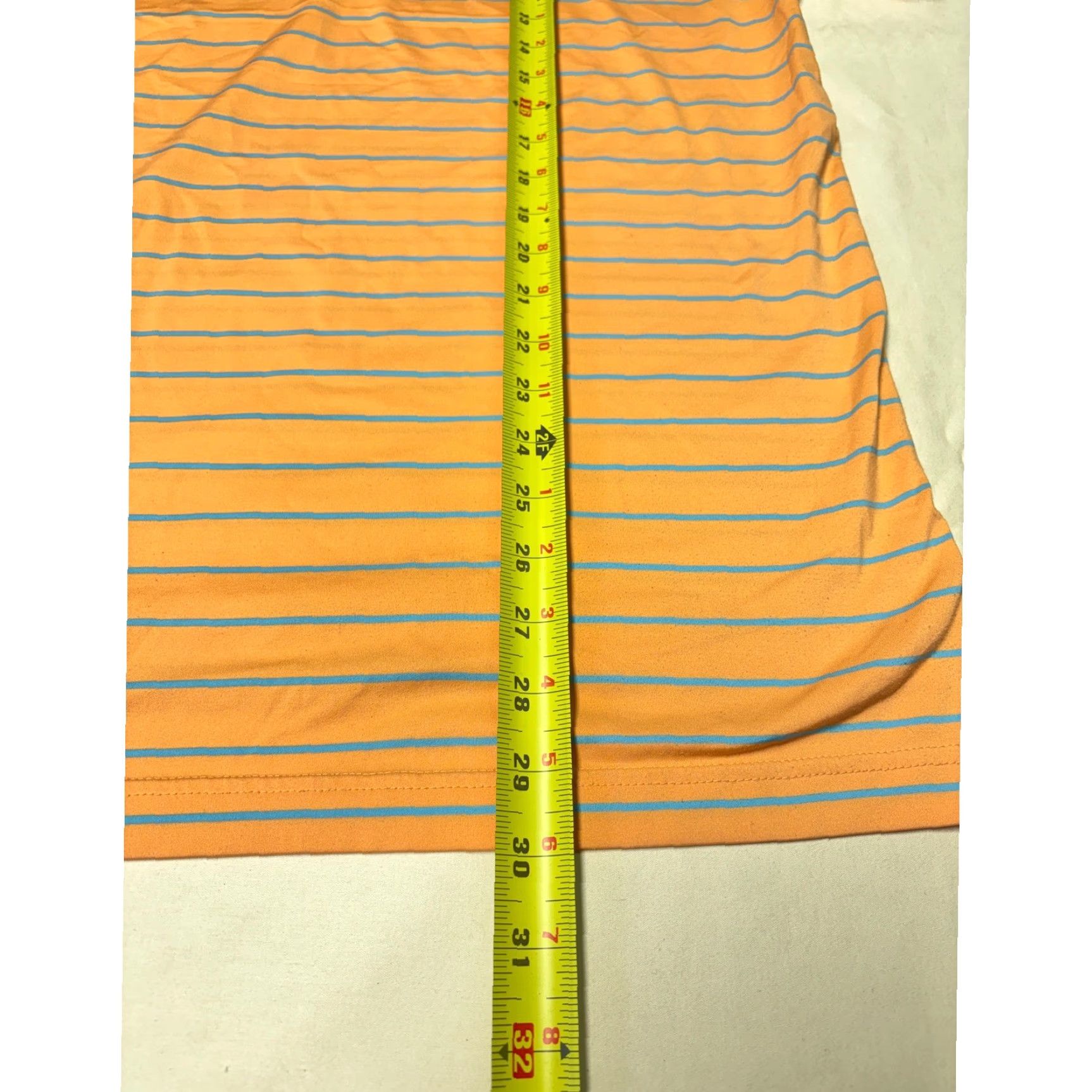 Peter Millar Polo Shirt Mens Large Orange Blue Striped Golf Top Summer Comfort Short Sleeve