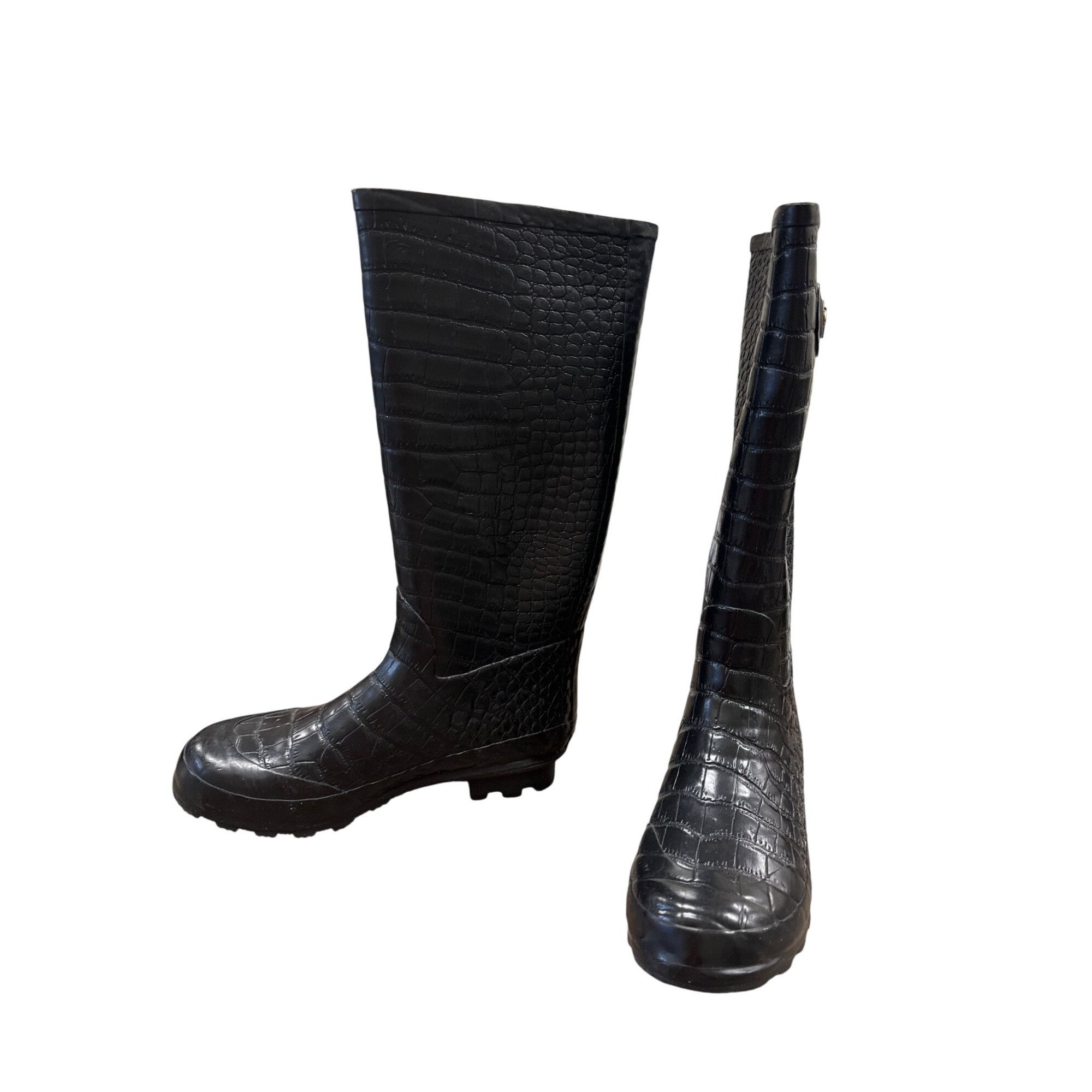 Other Khombu Womens Black Crocodile-Embossed Rain & Snow Boots Siz Size US 10 / IT 40 - 3 Thumbnail