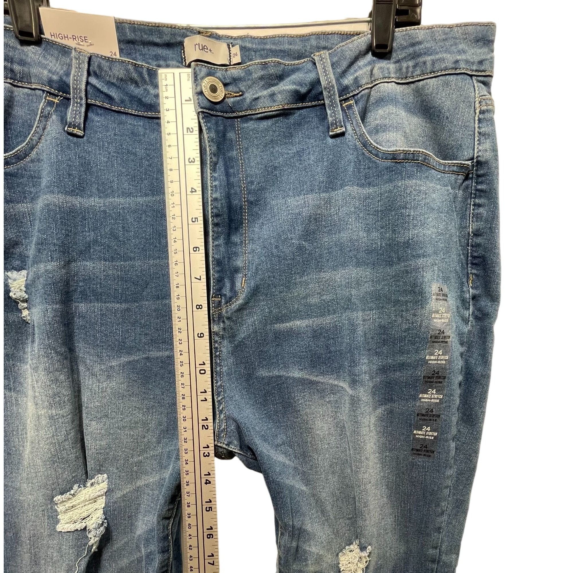 Other Rue + - Women's Ultimate Stretch High-Rise Jeans Distressed Size 42" / US 20 - 5 Thumbnail
